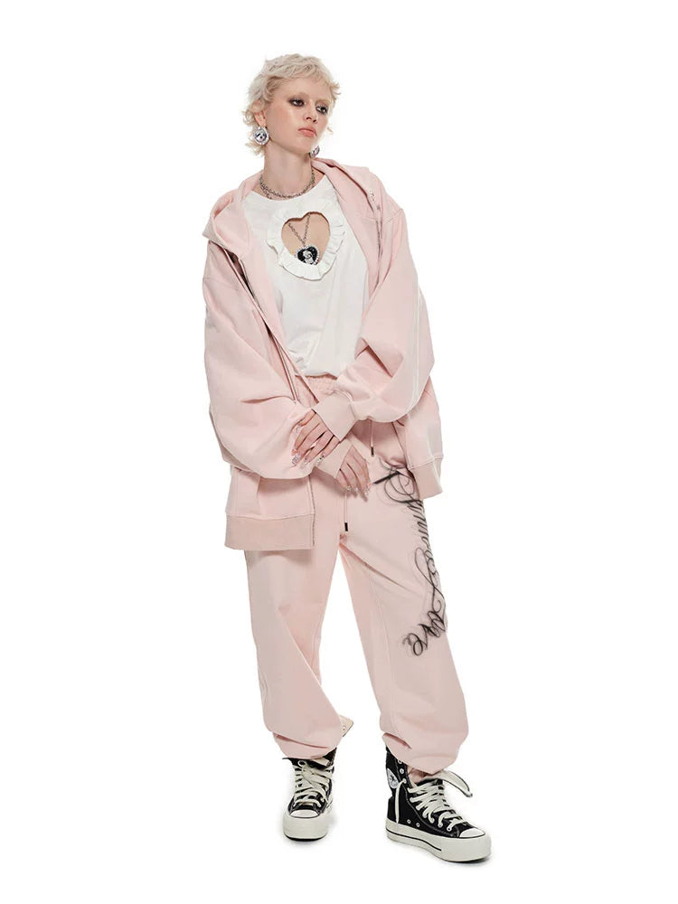 Black & White Heart-shaped Hollow-out Lace-up T-Shirt