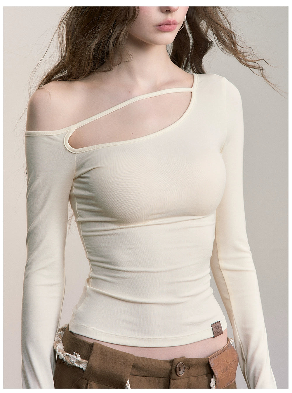 Asymmetrical Lyocell Fitted T-shirt