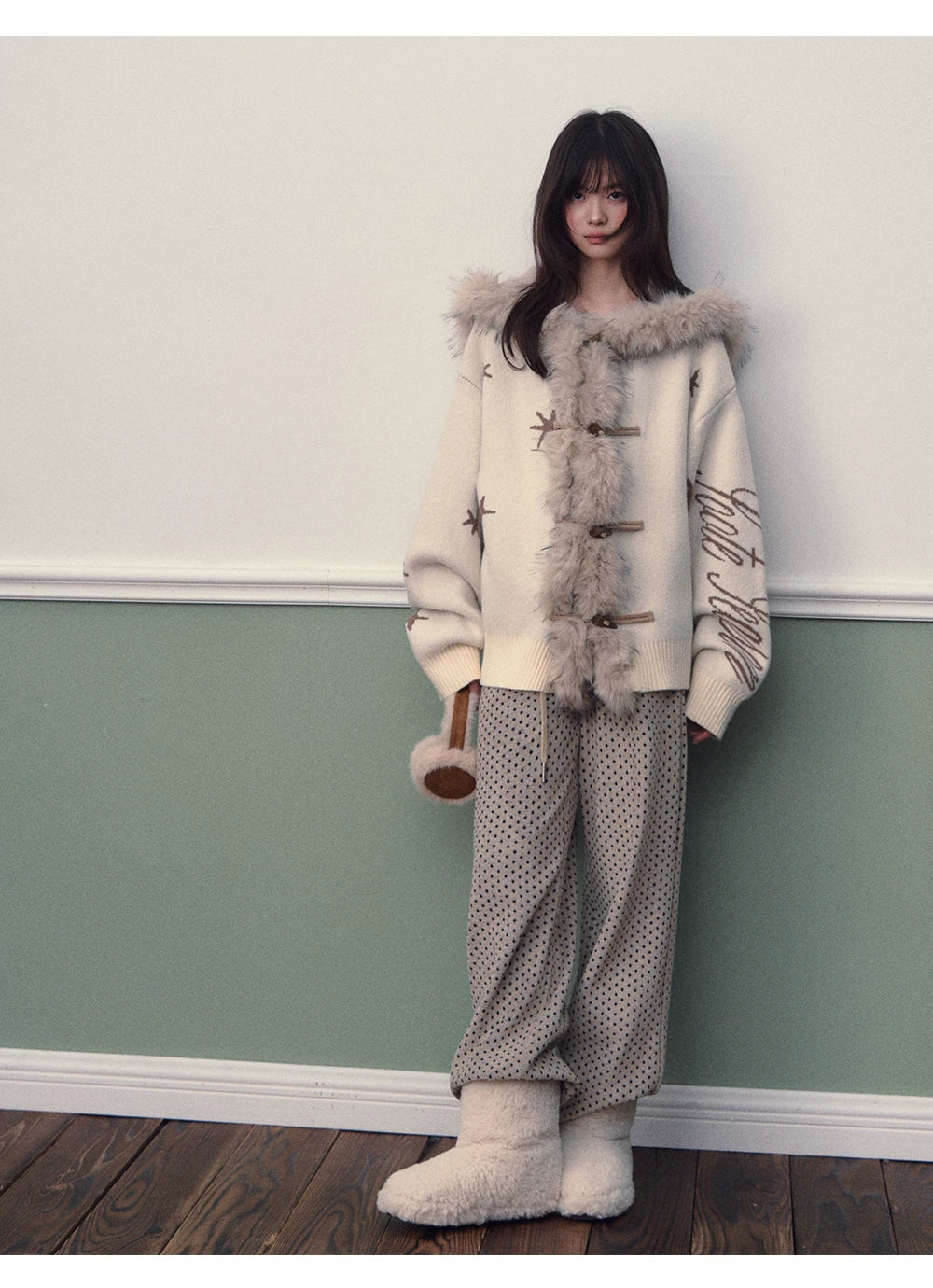 Hooded Toggle Knit Jacket