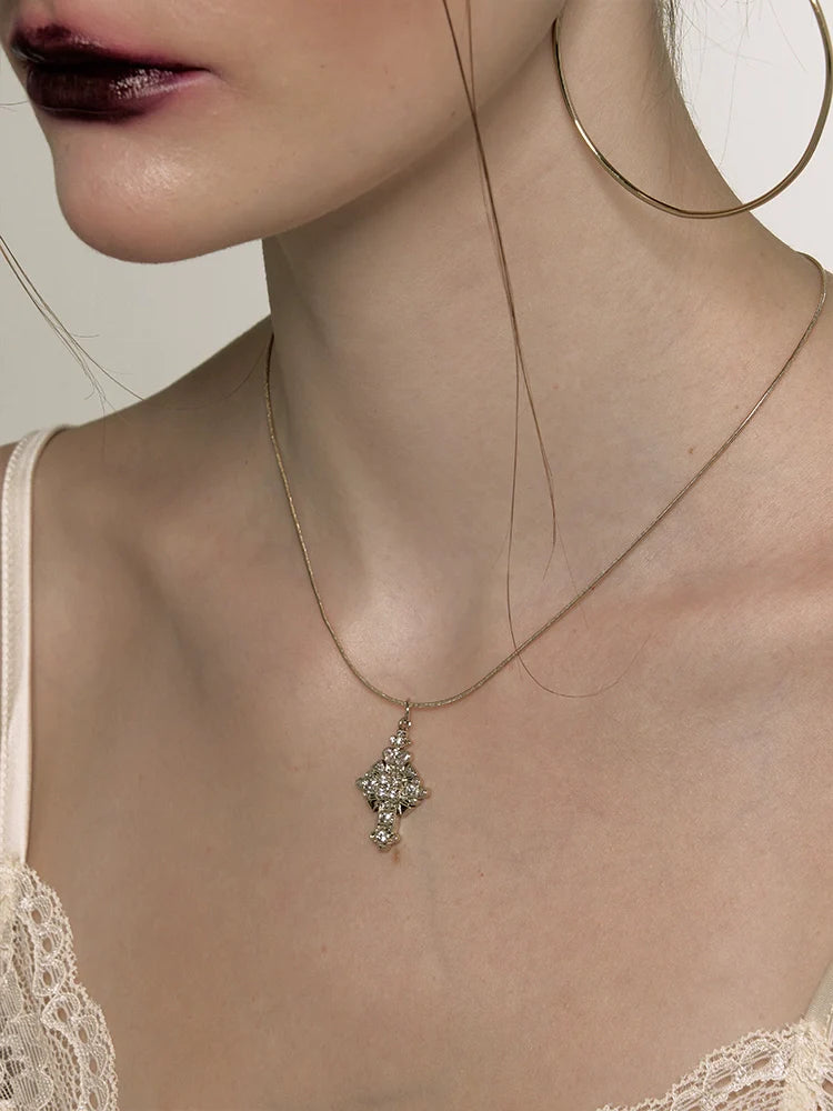 Full Diamond Retro Cross Choker