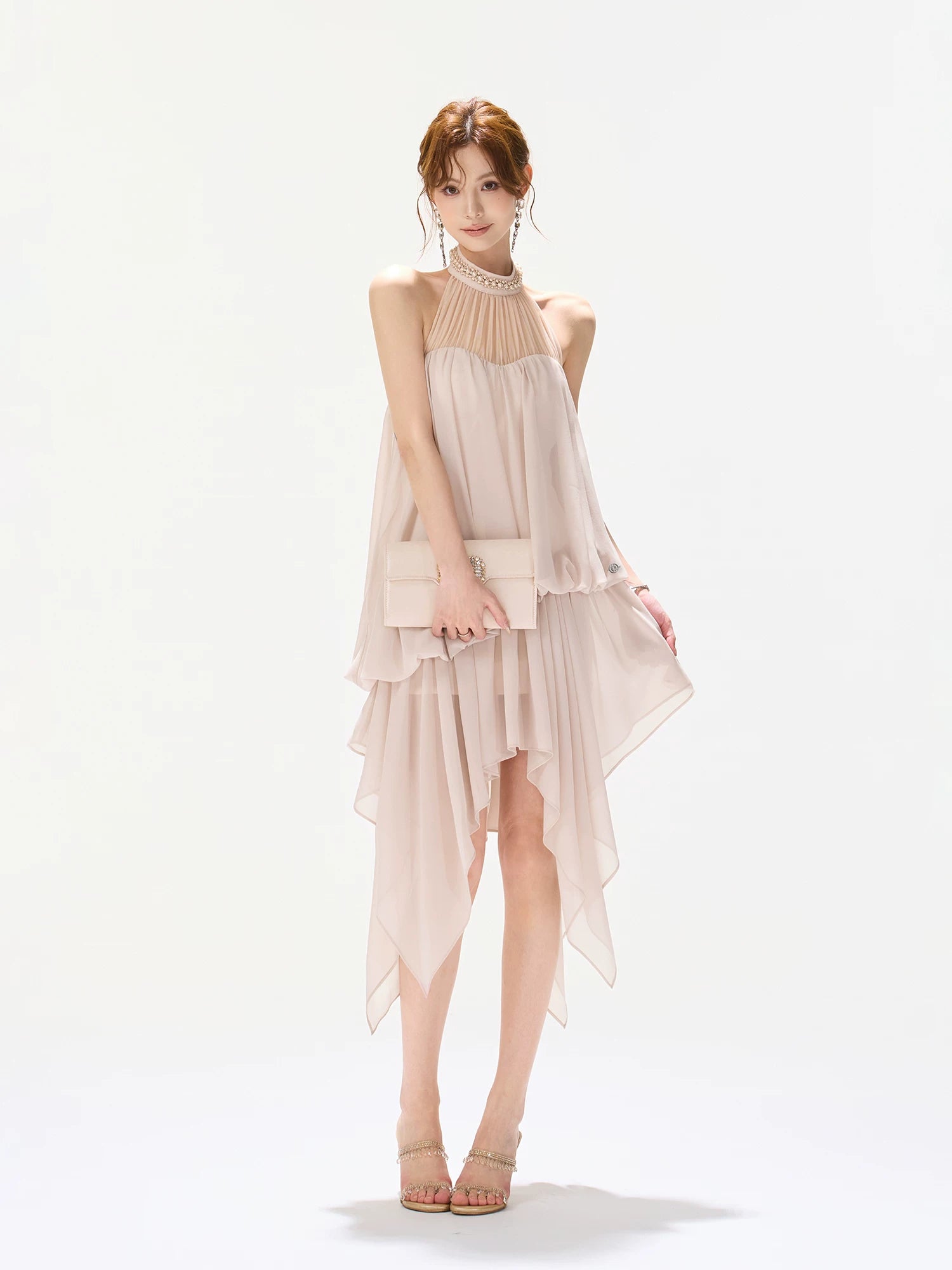 Pink Beaded Halter Dress