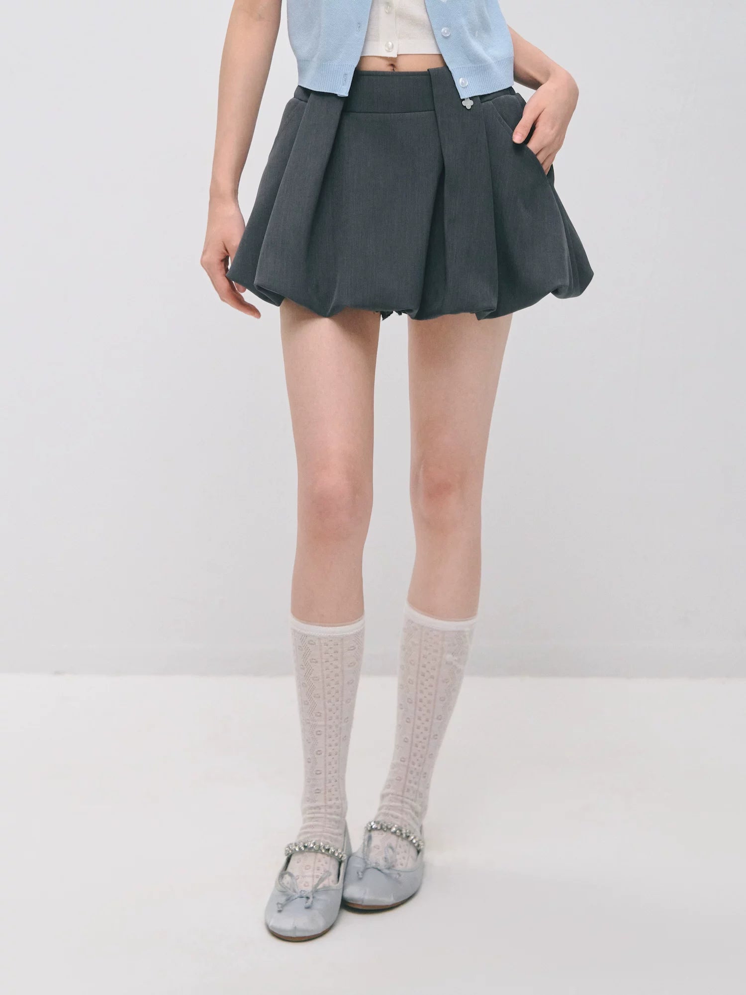 Pleated Bubble Mini Skirt