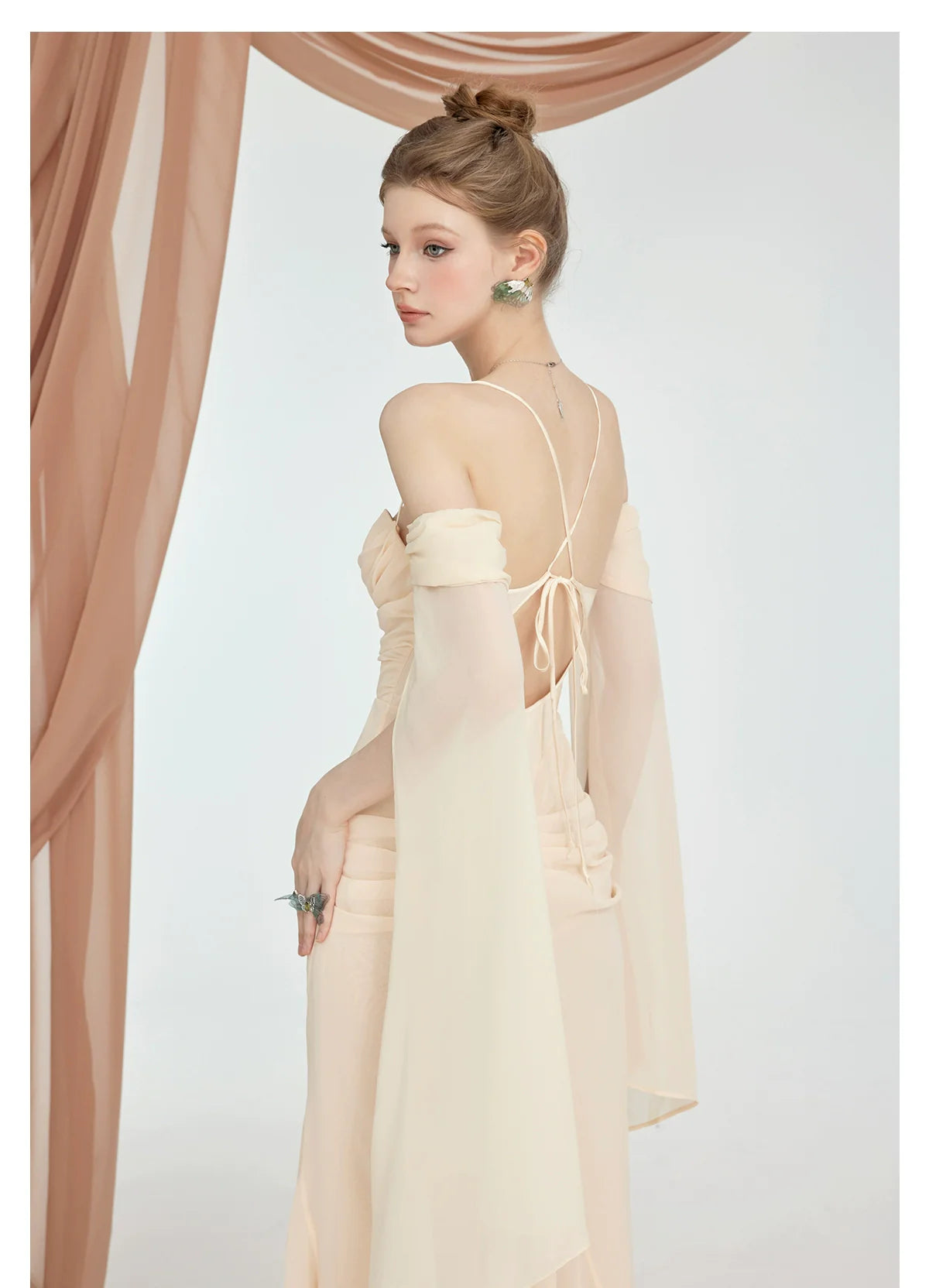 Jasmine Chiffon Backless Fishbone Strappy Dress