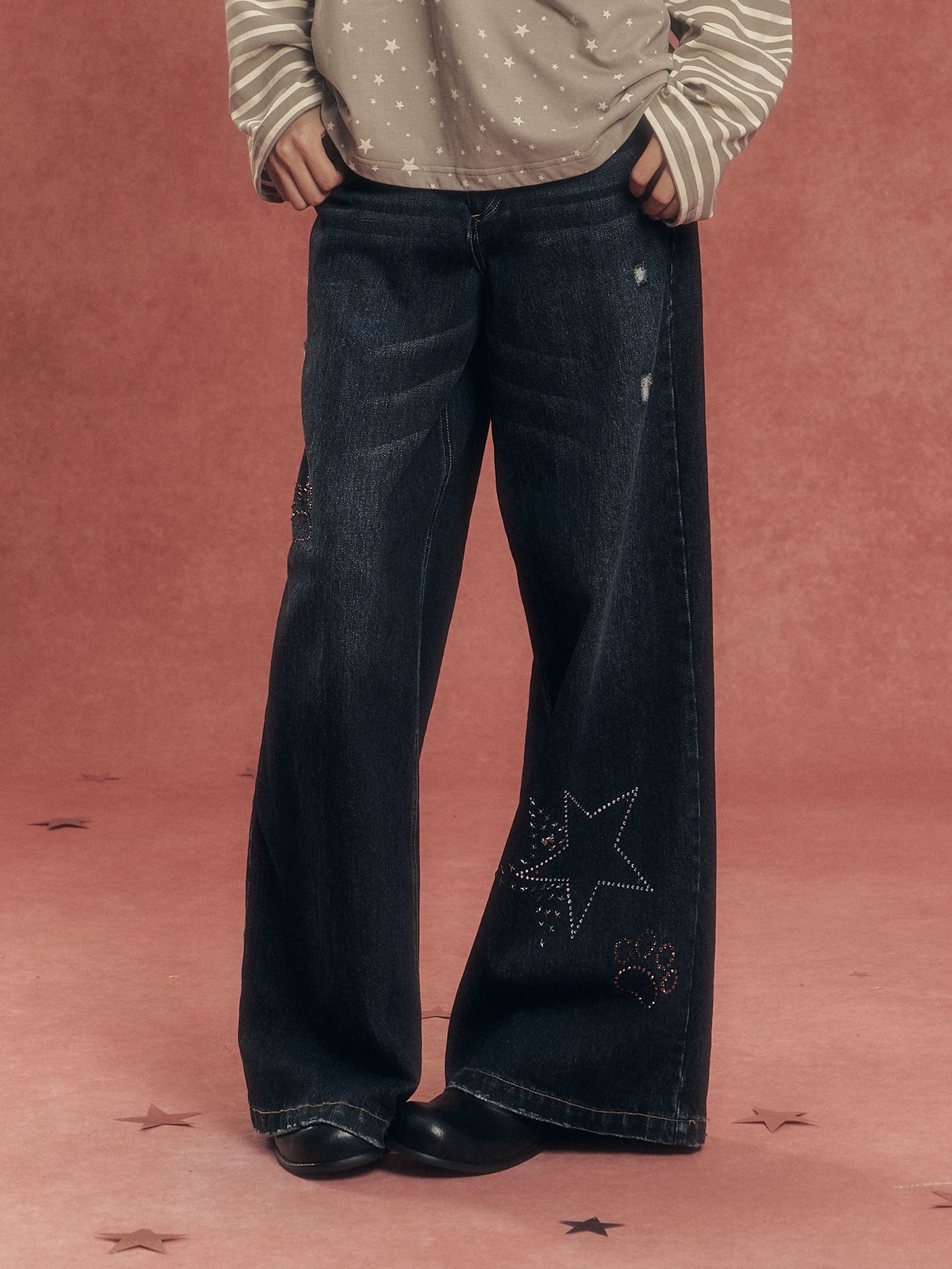 Star Paw Rhinestone Jeans
