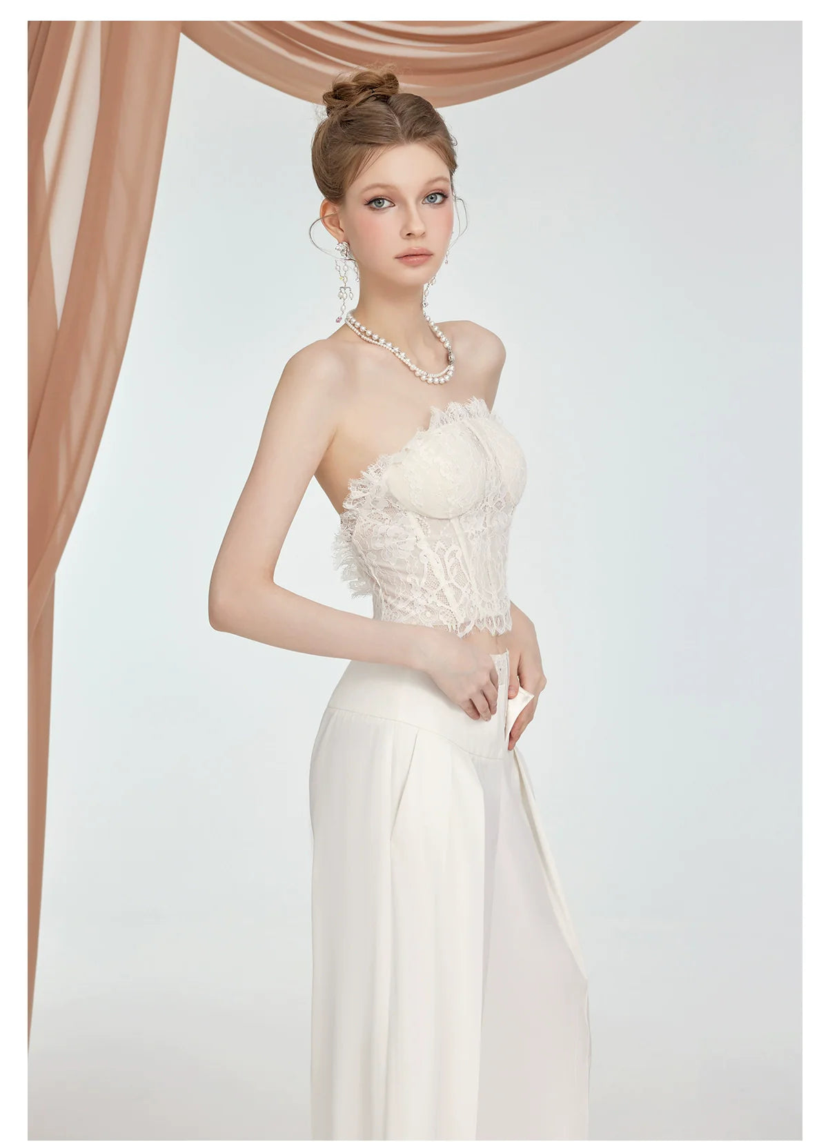 Naomi Lace Mesh Boned Backless Corset