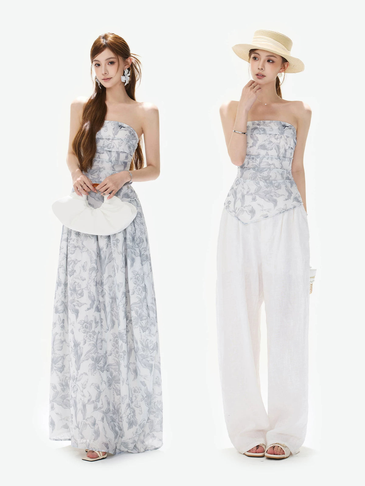 Gray Asymmetric Halter Top & Skirt Set