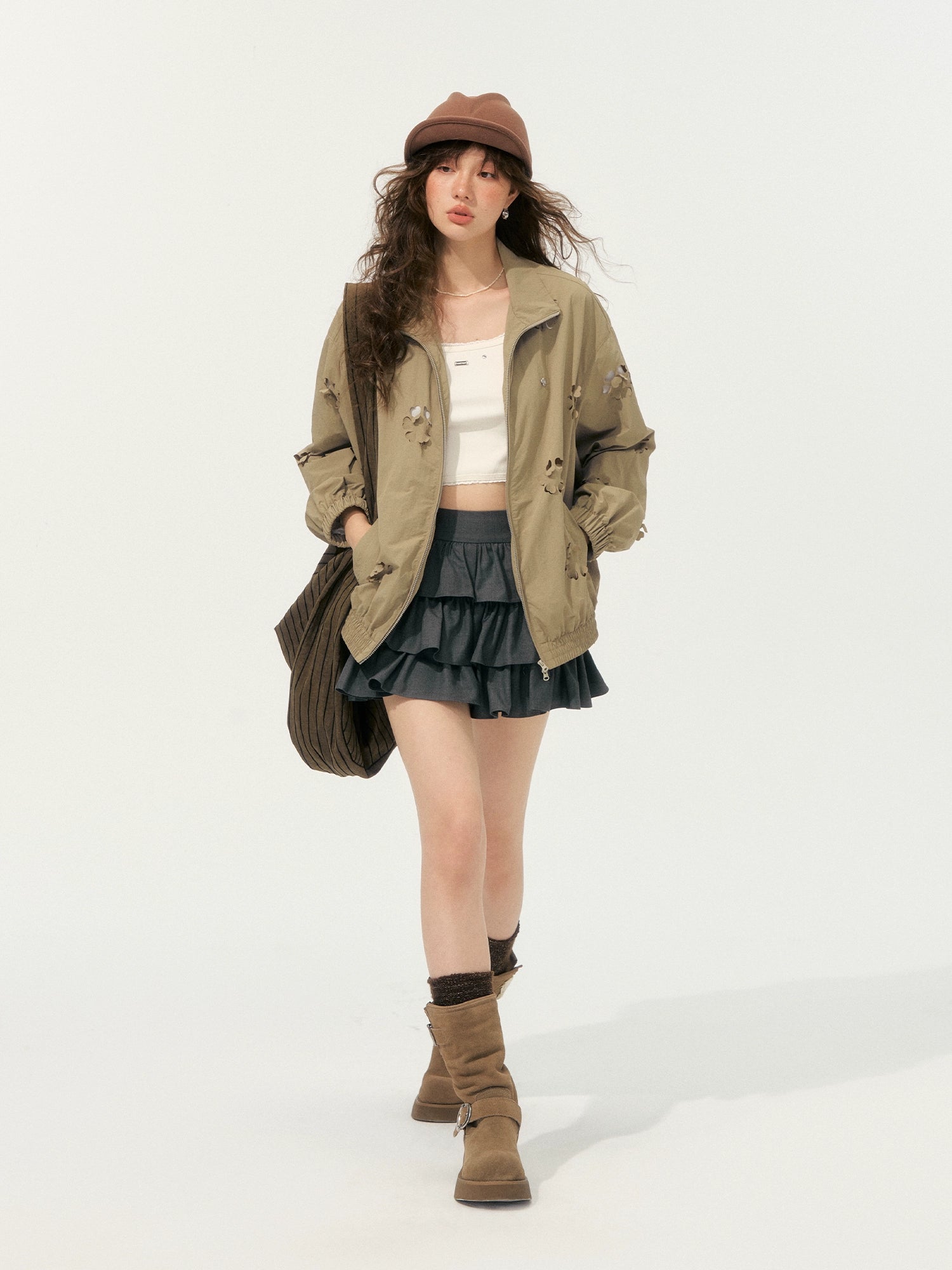 Hollow Cut Floral Jacket