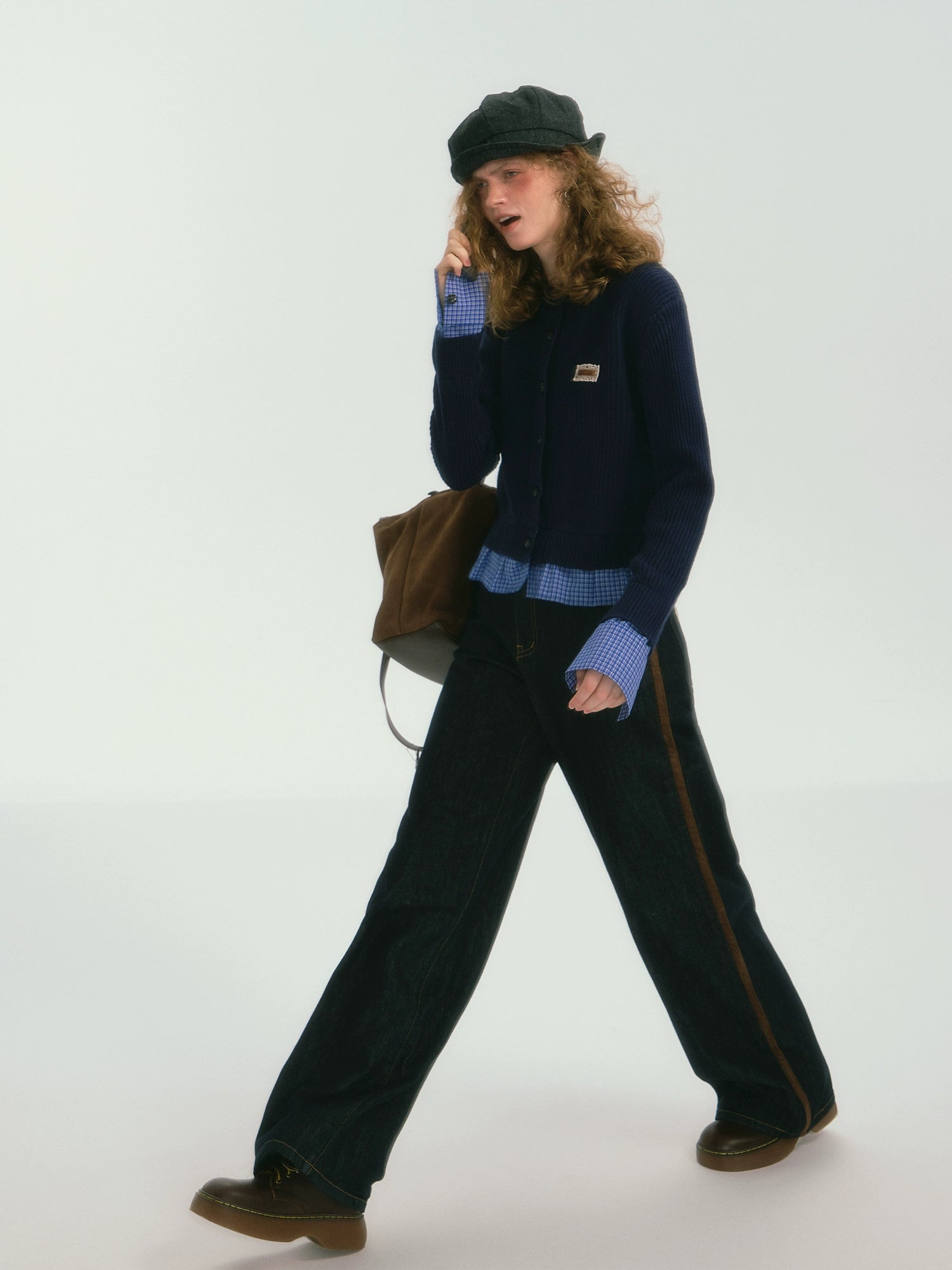 Vintage Plaid Lace Trim Cardigan