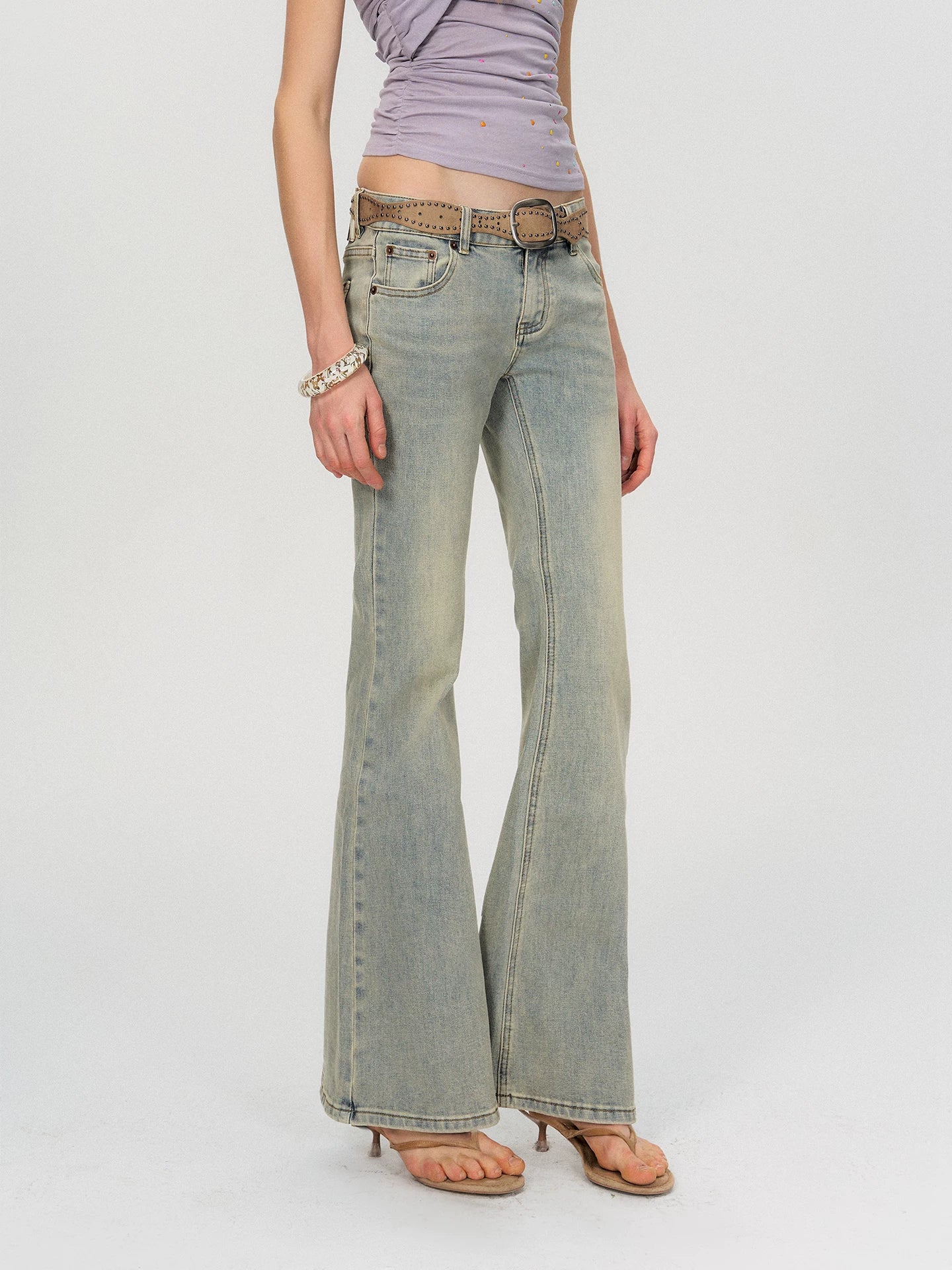 Blue Washed Flare Jeans