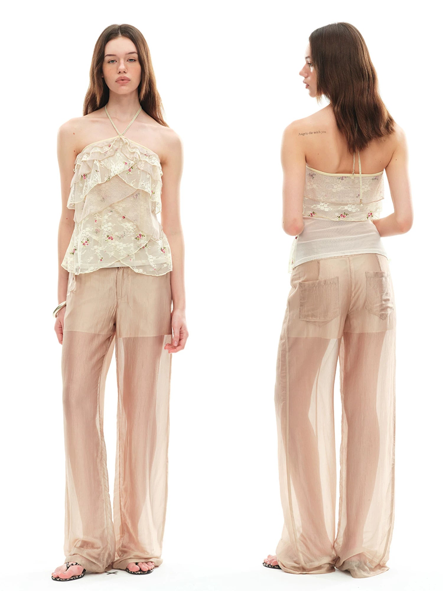 Embroidered Lace Halter Camisole