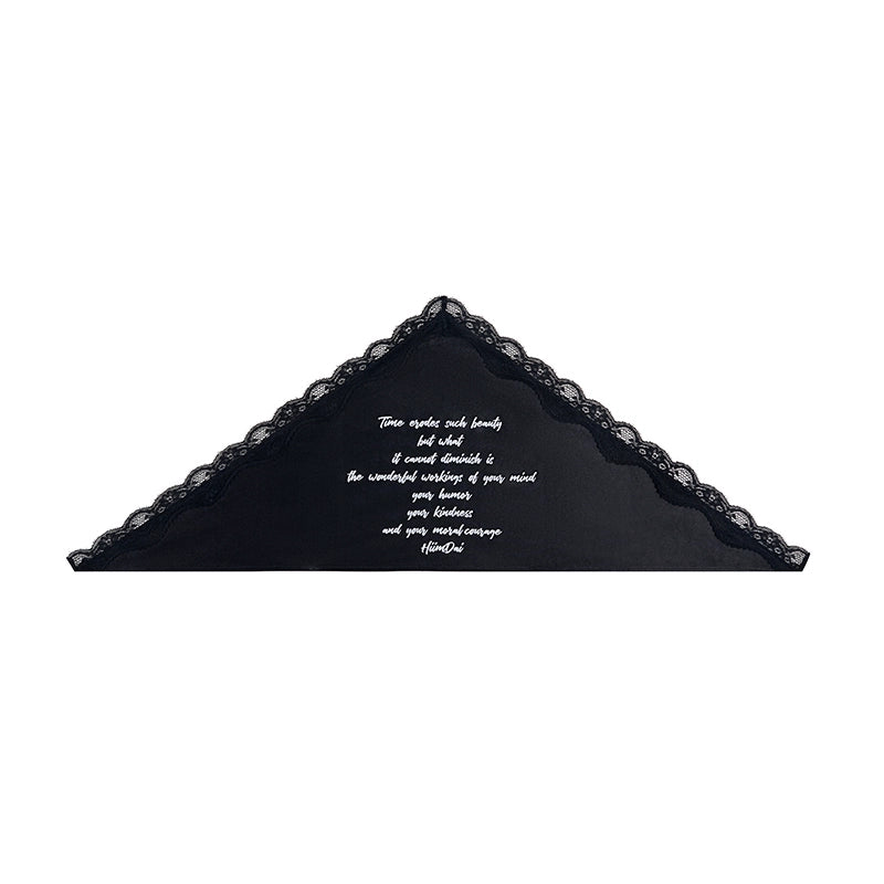 Lace-Trimmed Silk Feel Headband Triangle Scarf