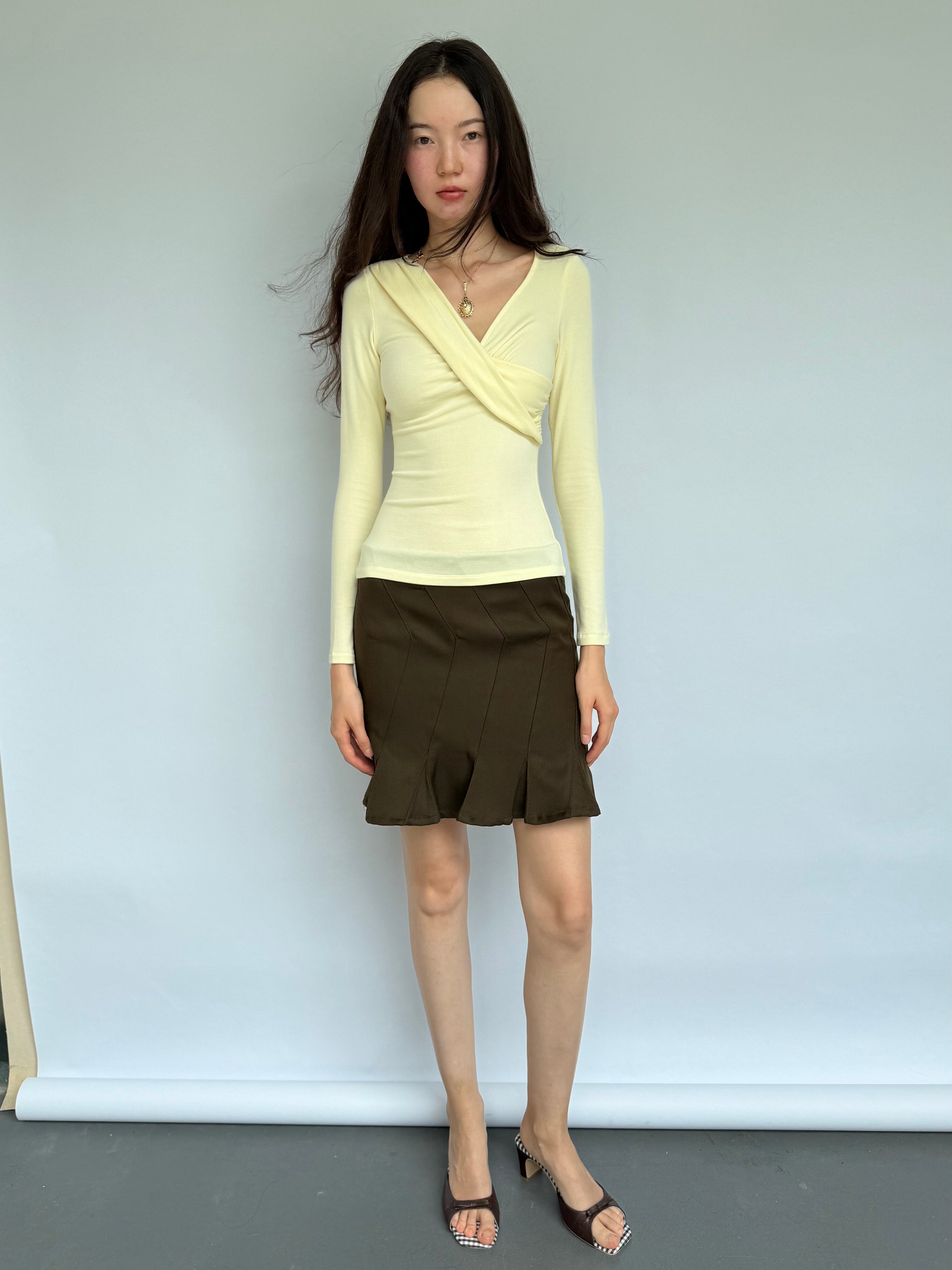 Yellow Cross Twist Knit Top