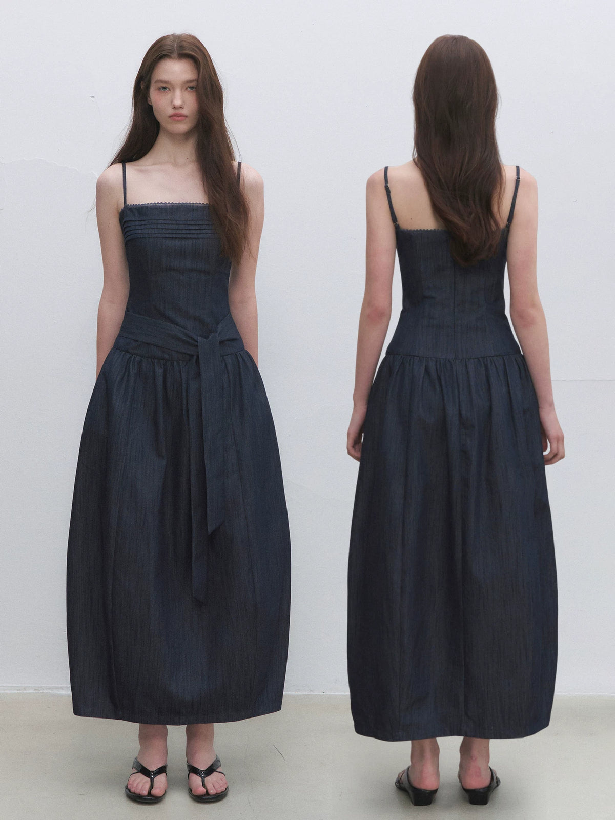 Pleated Tie Cami Dress