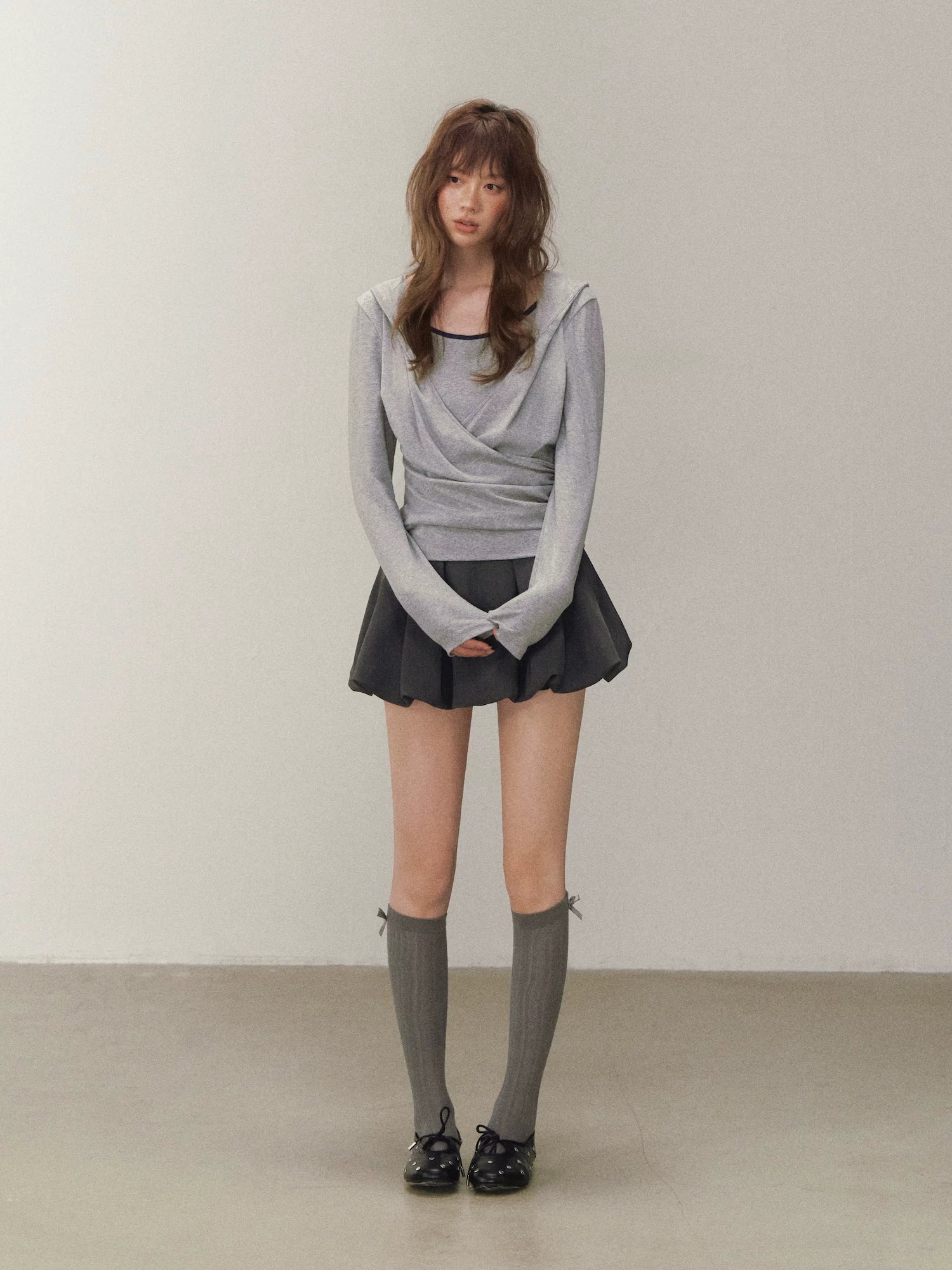 Cross Hooded Long Sleeve Tee