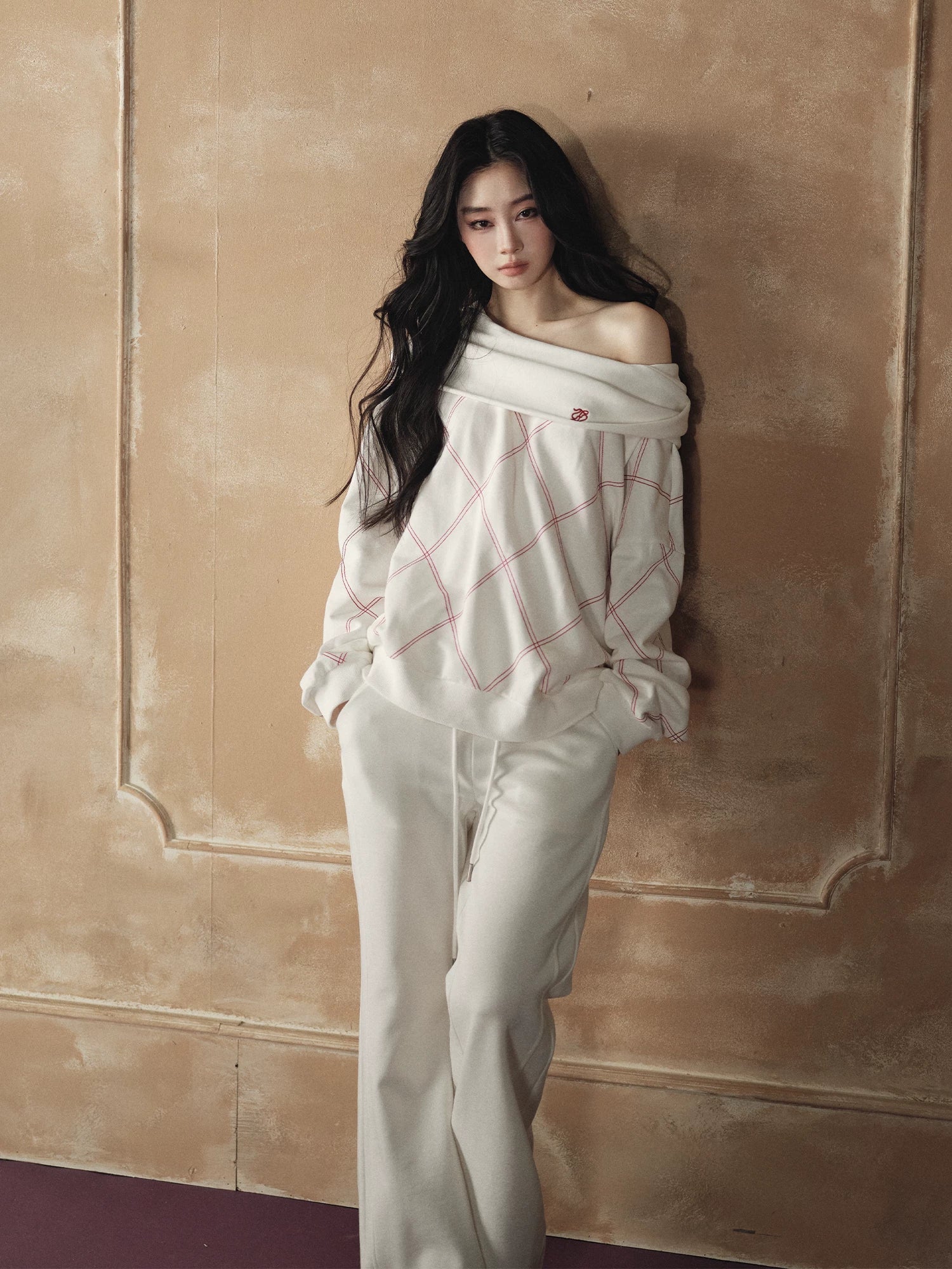 Asymmetric Off-Shoulder Sweatshirt Set