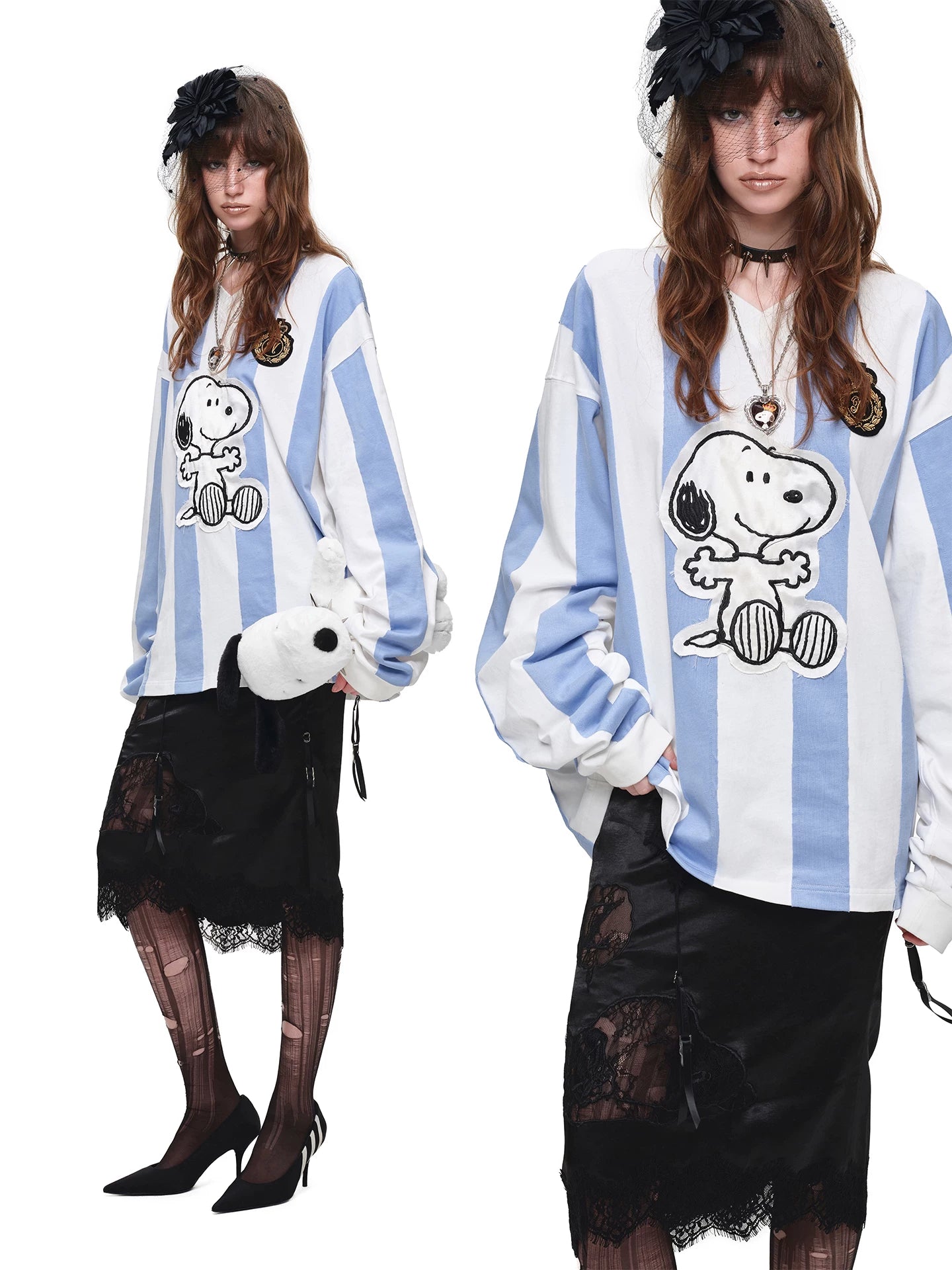 Embroidered Stripe Baseball Tee