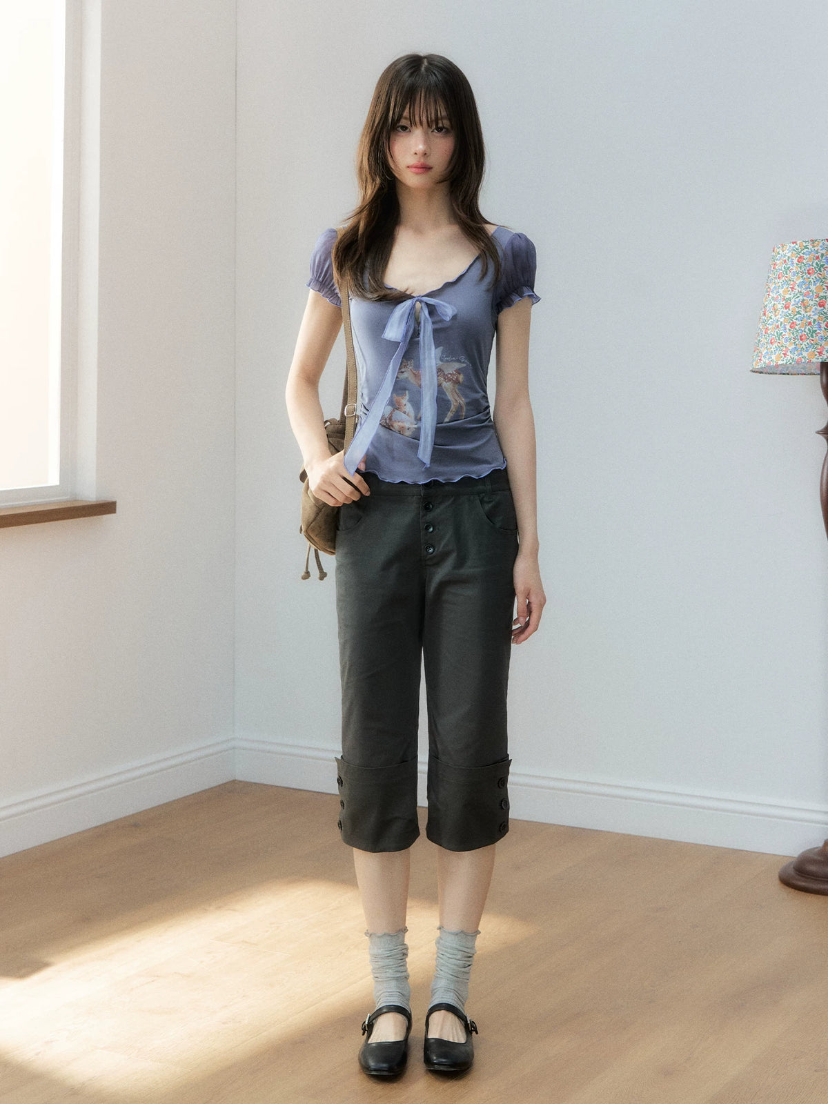 Retro Button Capri Pants