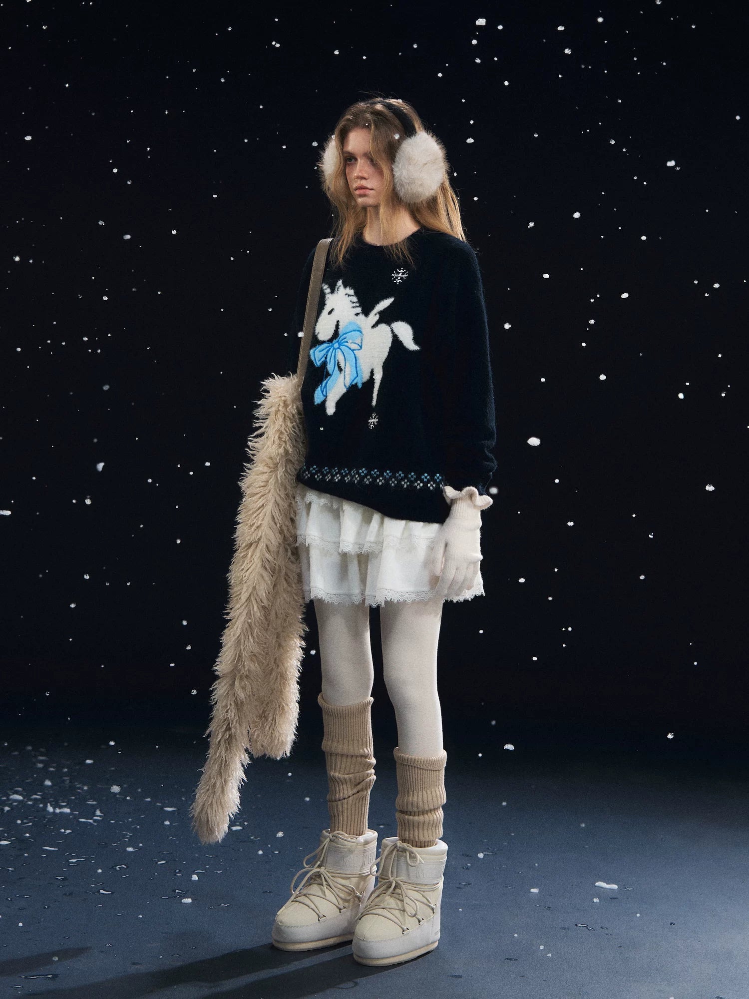 Snowflake Pony Print Sweater