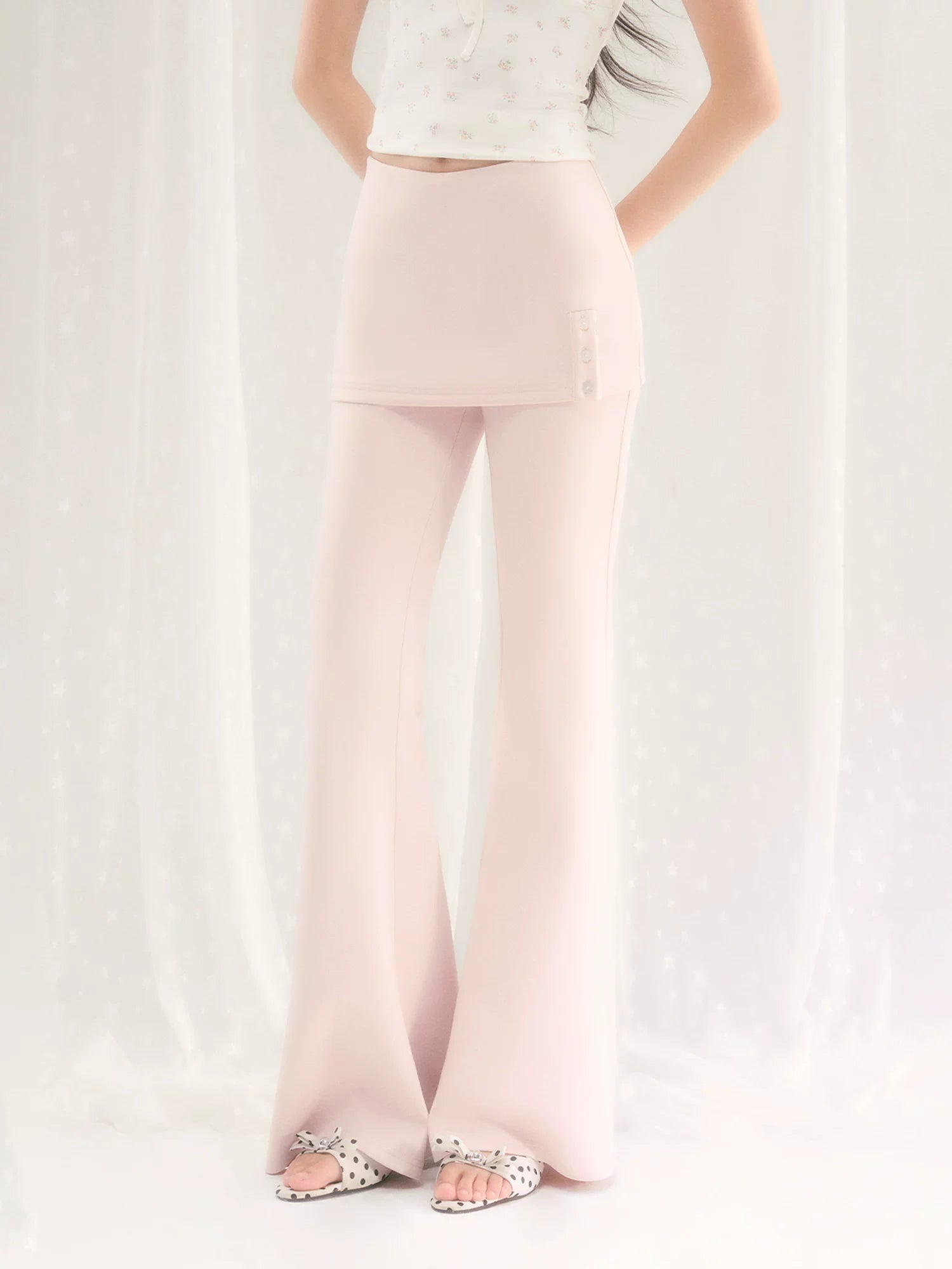 Faux Layered Micro Flare Pants