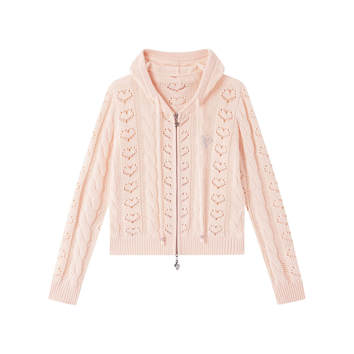 Cat-Ear Cable Knit Hoodie