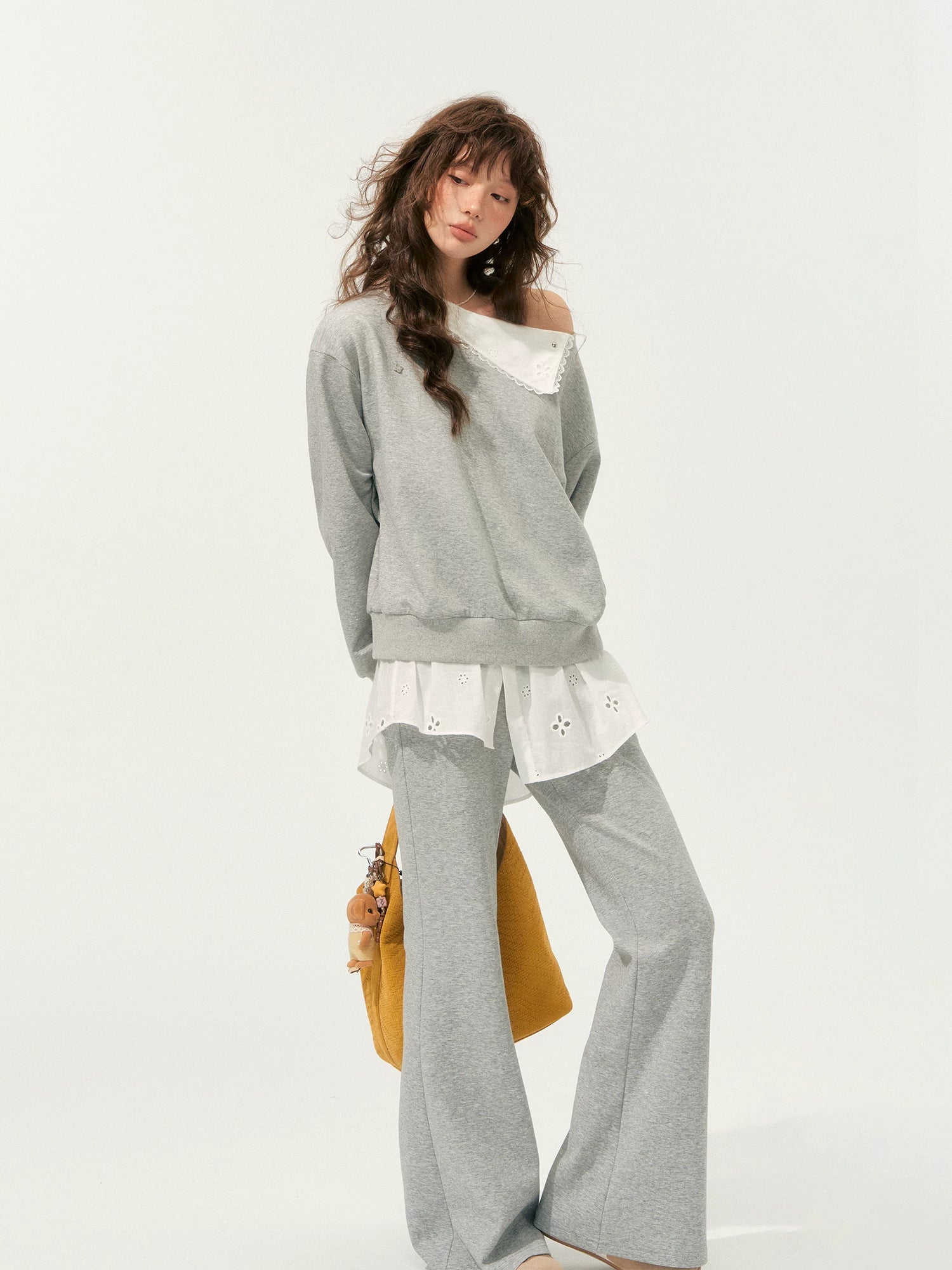 Detachable Collar Sweatshirt Set