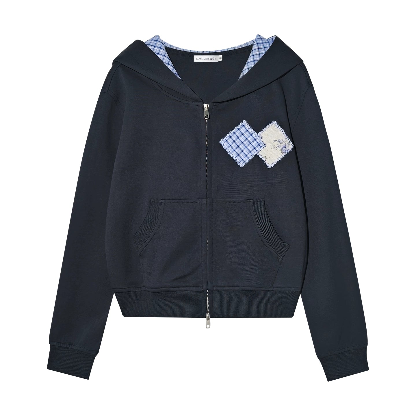Plaid Patchwork Sweatshirt & Sweatpants Set