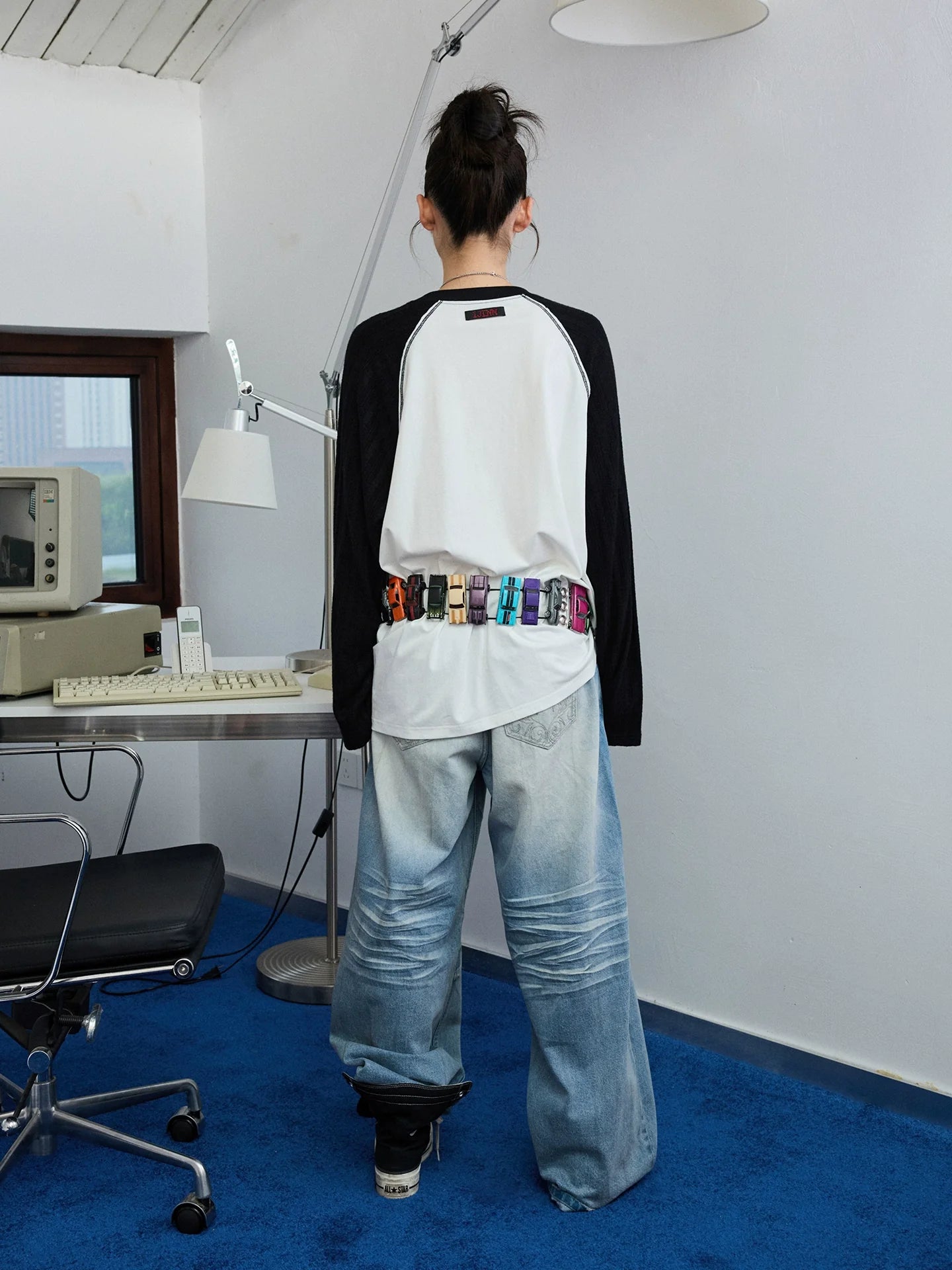 Printed Knitted Raglan-Sleeve T-Shirt