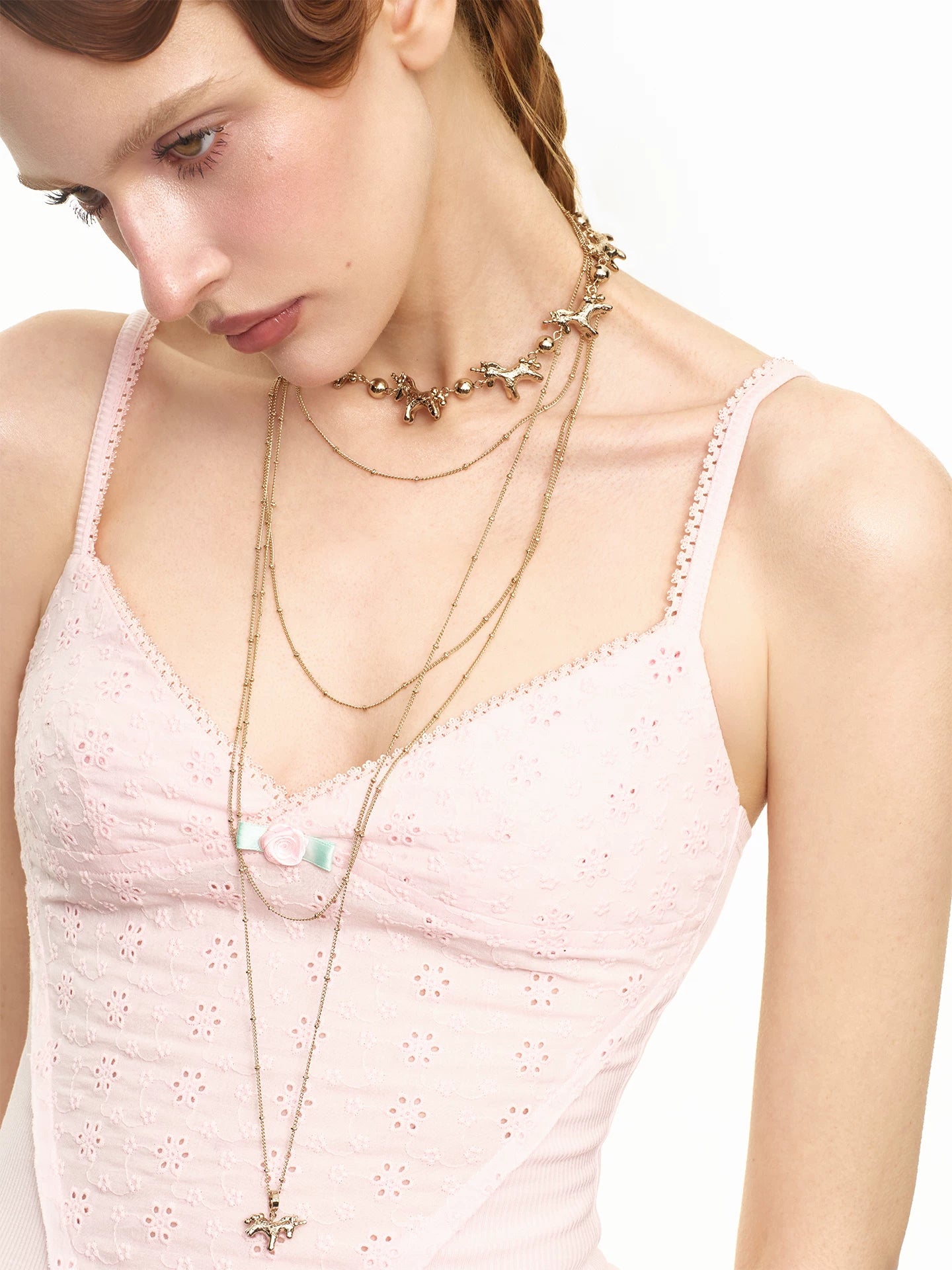 Coffee Gold Layered Sweater Necklace