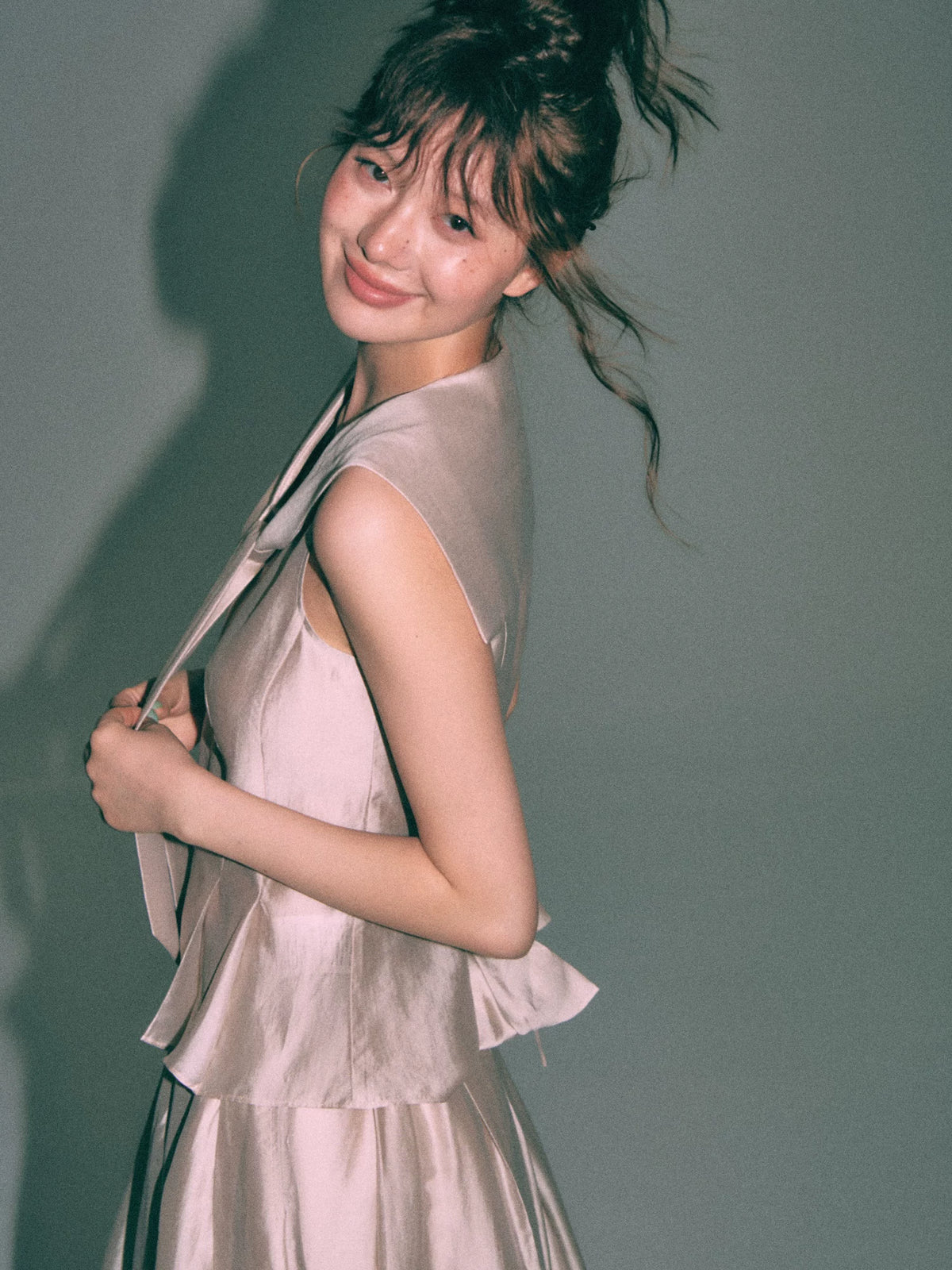 Sailor Collar Sleeveless Top & Pleated Skort Set