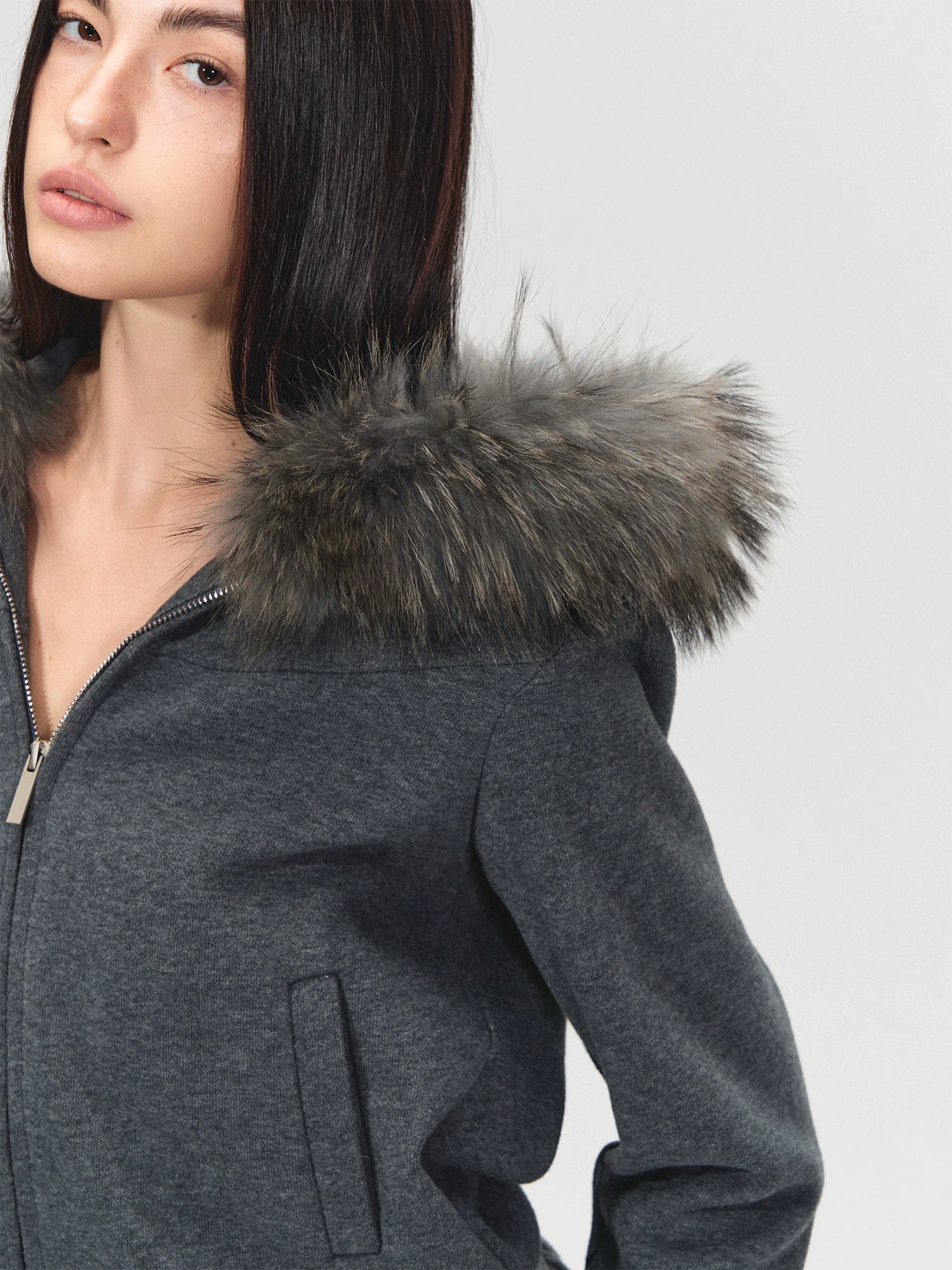 Detachable Fur Collar Hoodie & Sweatpants Set