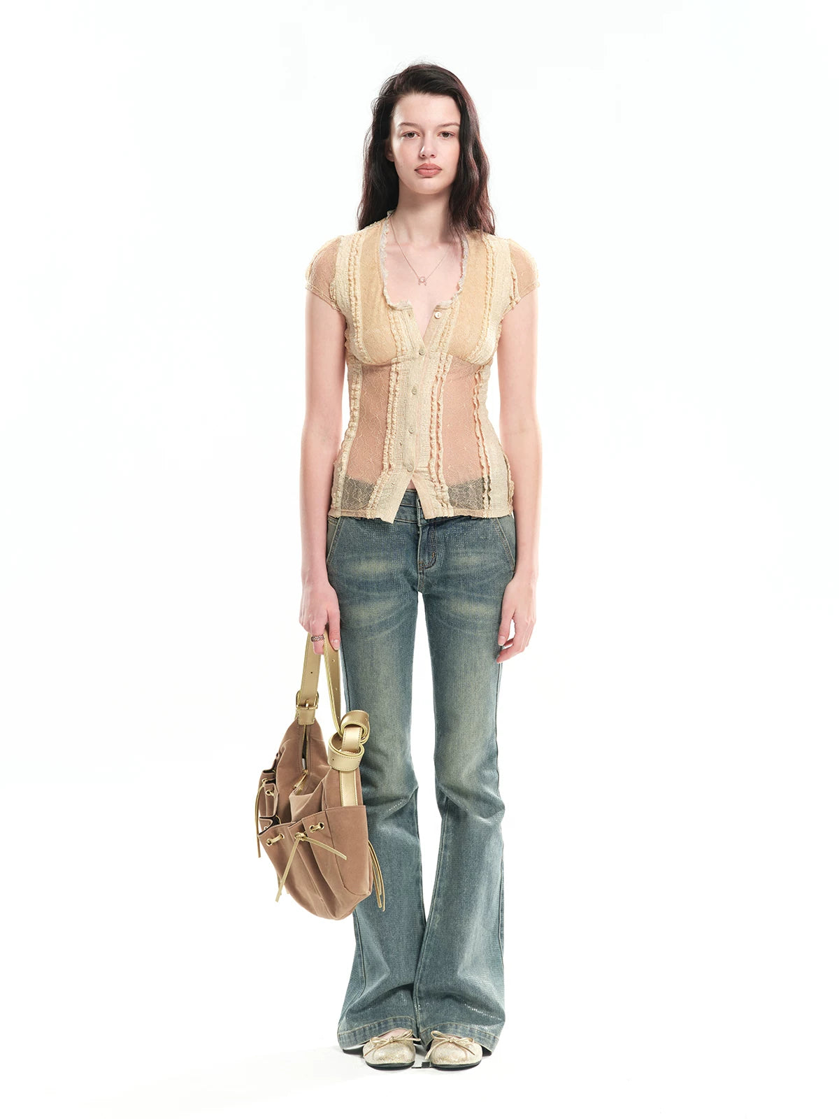 U-Neck Lace Trim Top