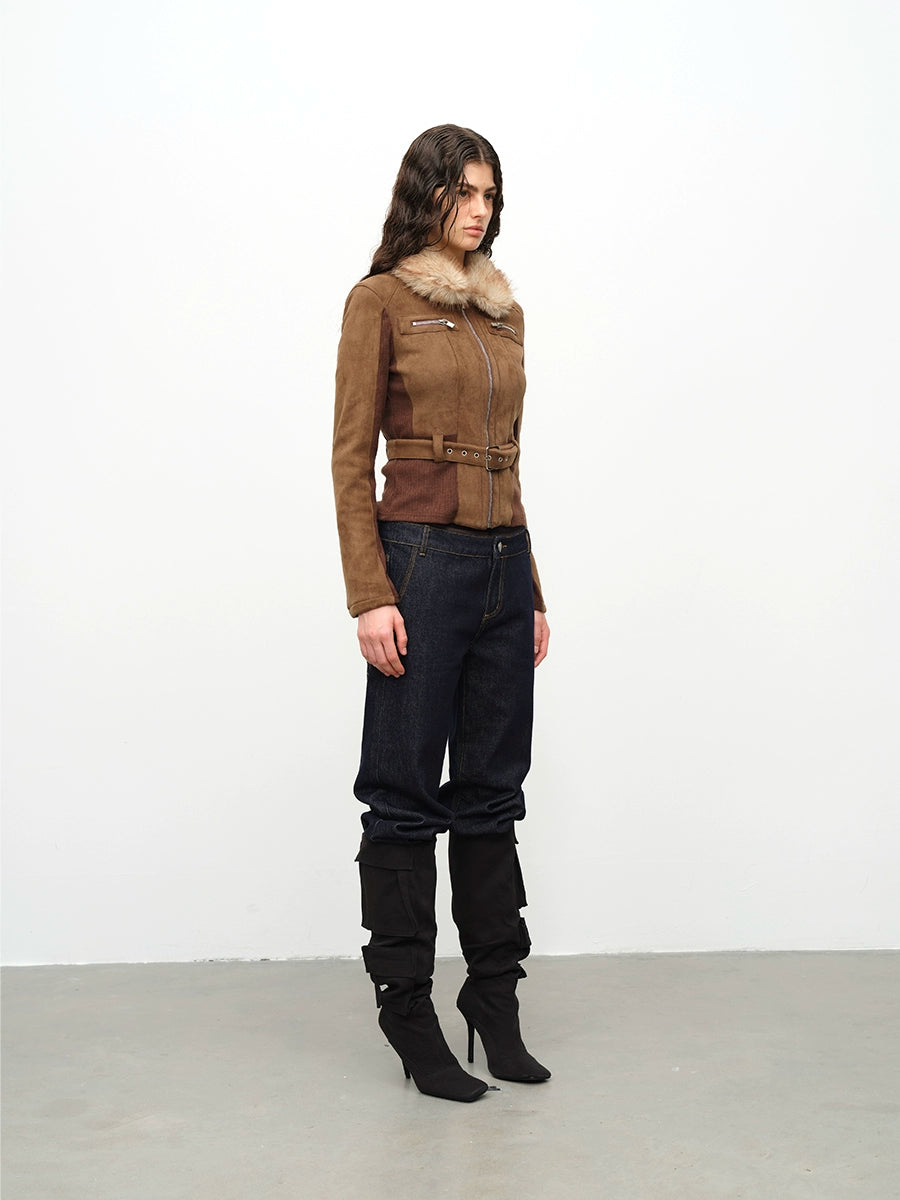 Brown Fur Collar Jacket