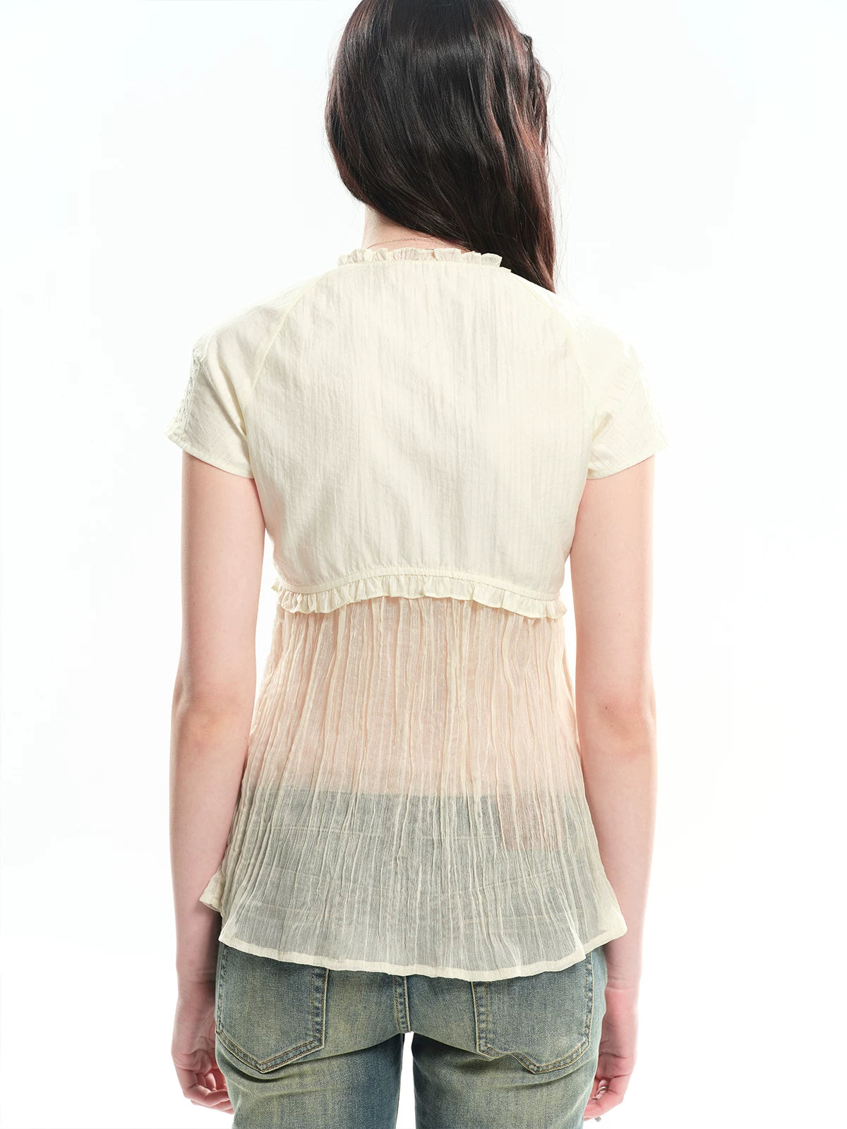 Pleated Panel Cardigan Top