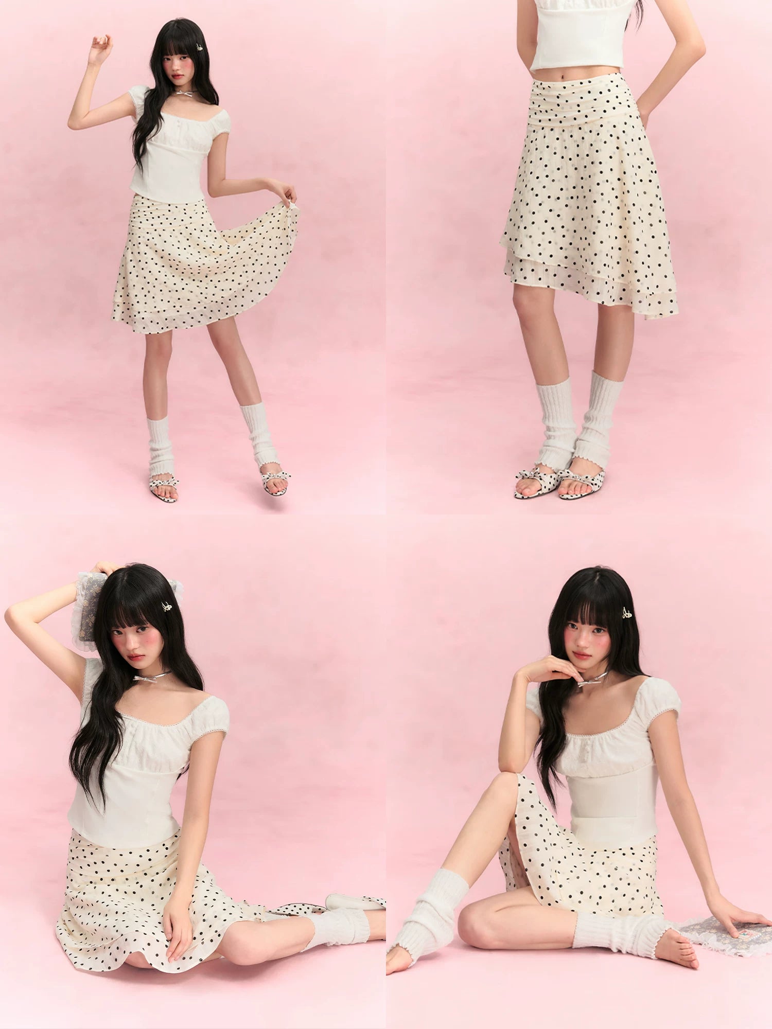 Polka Dot Midi Skirt