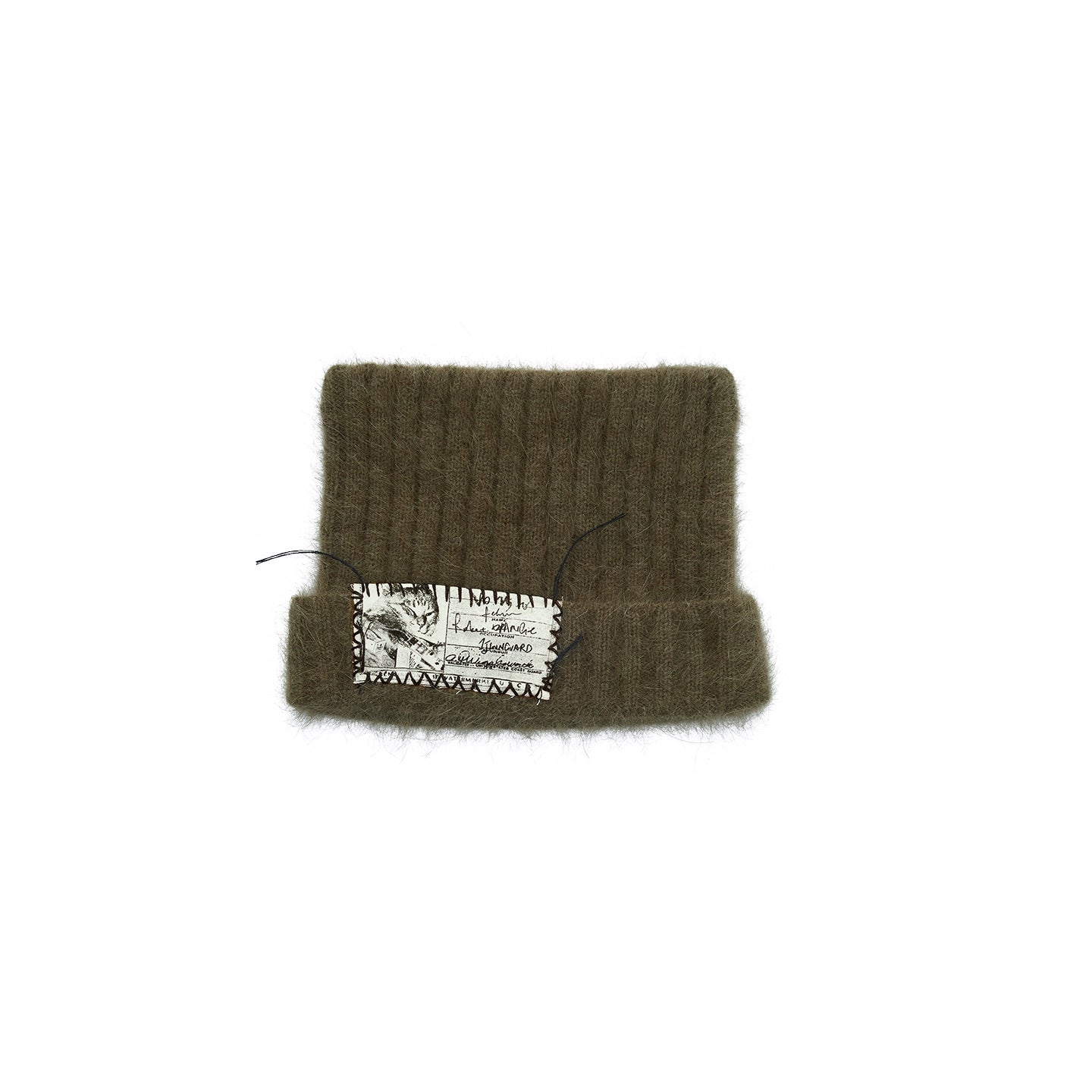 Knitted Cat-Ear Beanie with Hand-Stitched Label