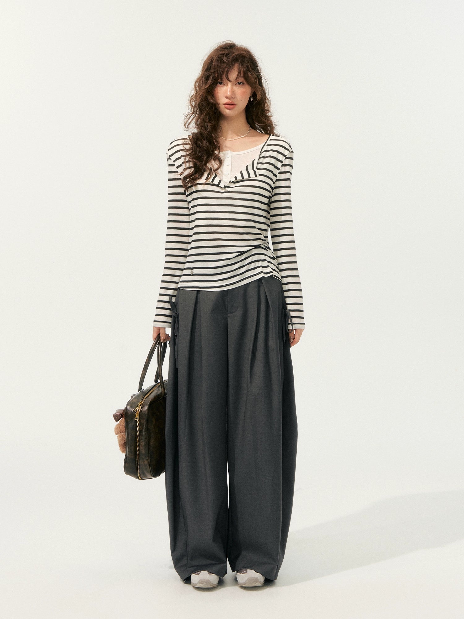 American-Style Wide-Leg Draped Scimitar Pants