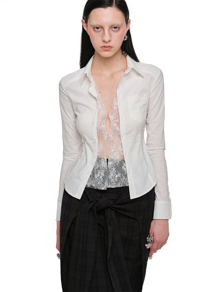 Faux Two-Piece Buttoned Slim Fit Shirt & Skirt Set