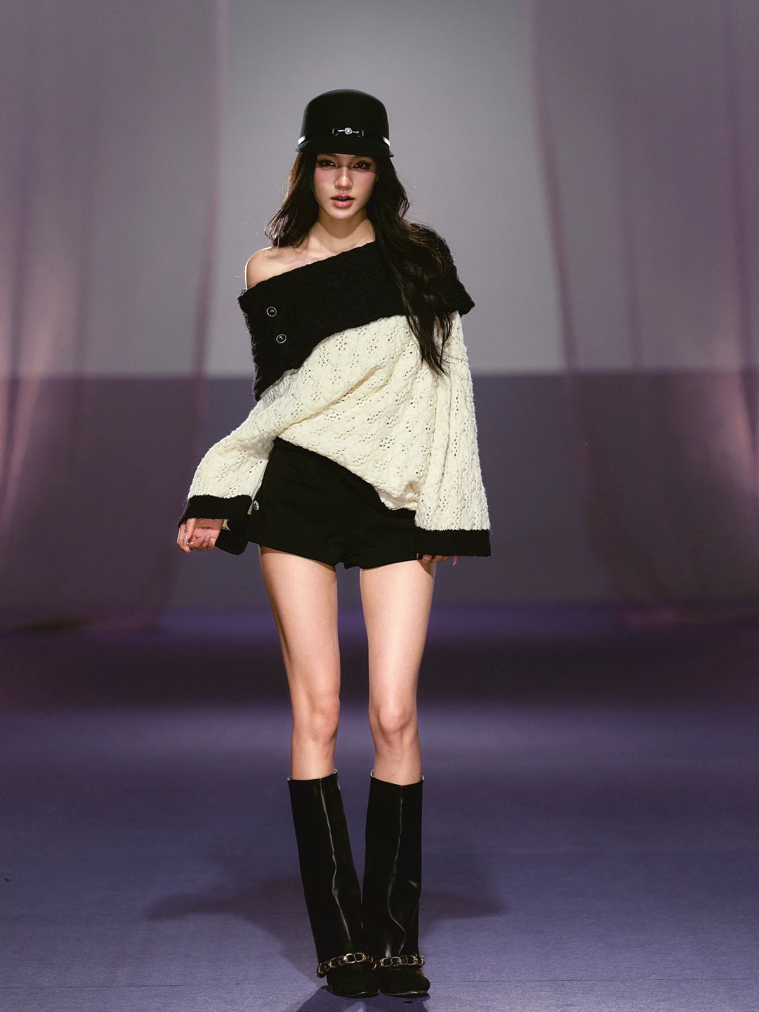 Black Mini Tweed Shorts