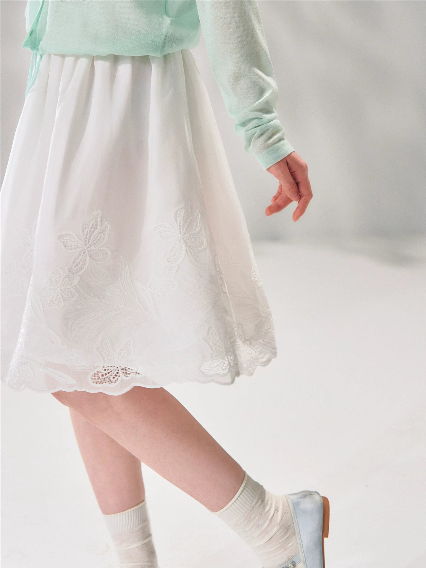 Lace Hem Embroidered Skirt