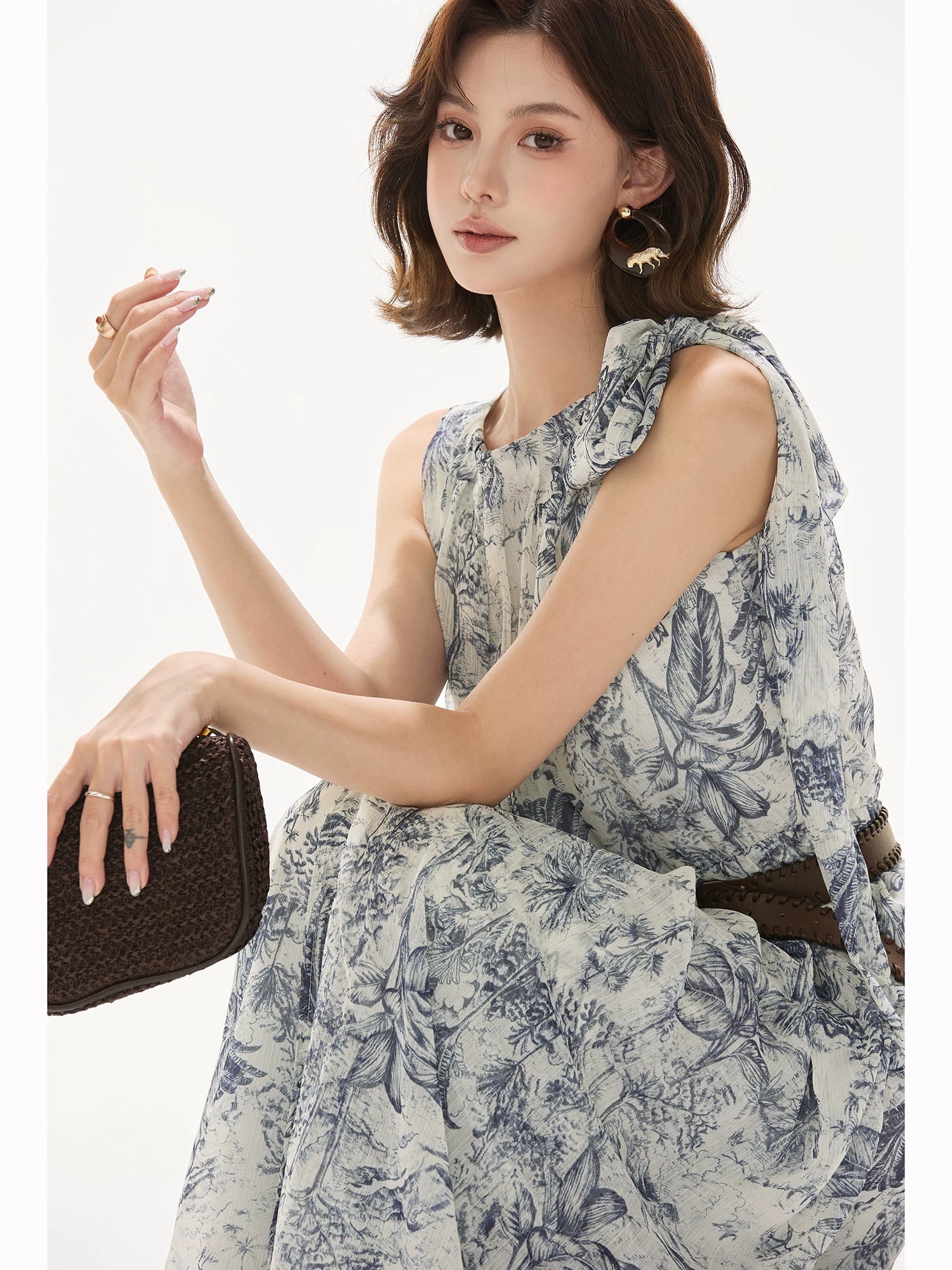 Forest Print Chiffon Dress
