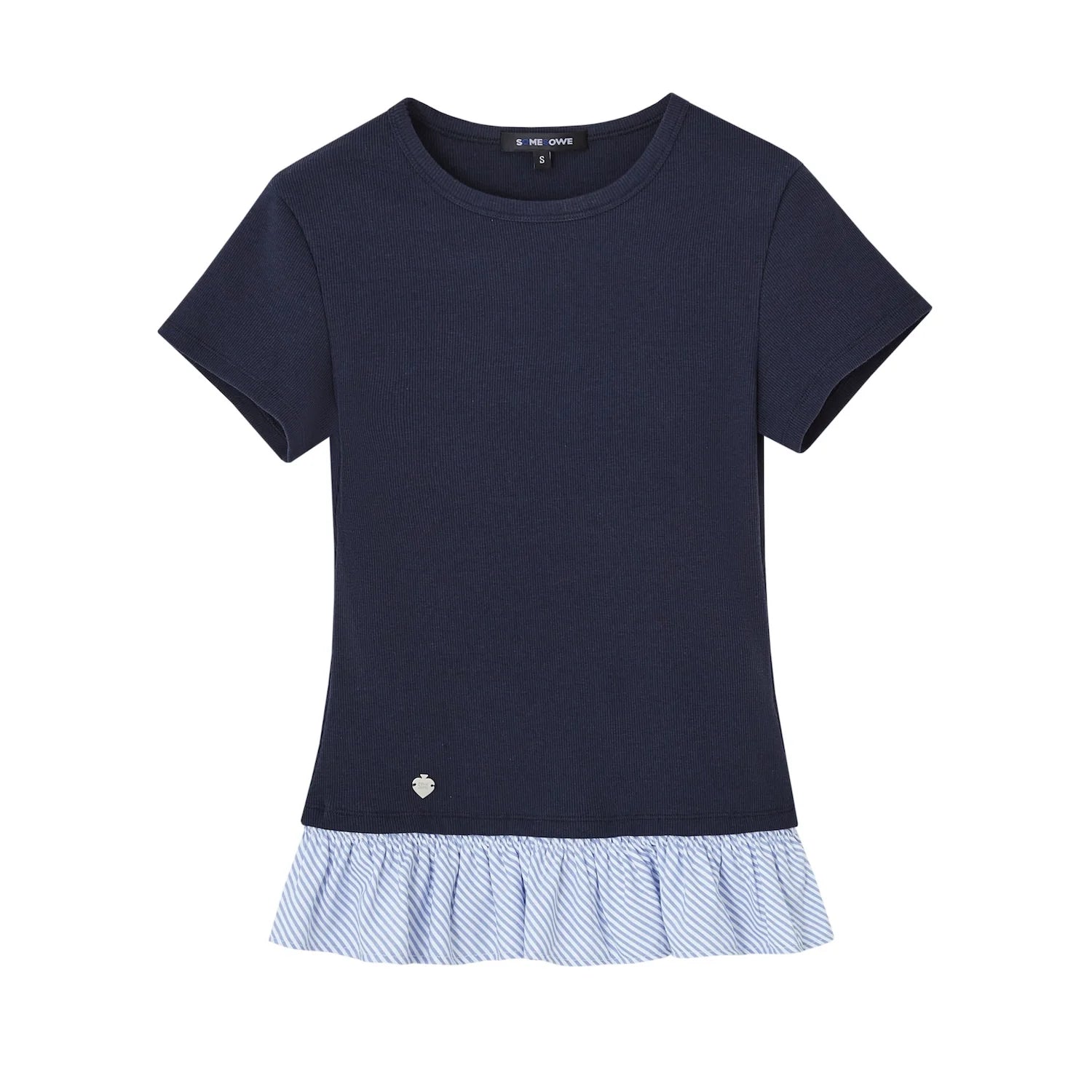 Fake Two-Piece Patchwork Puff Sleeve