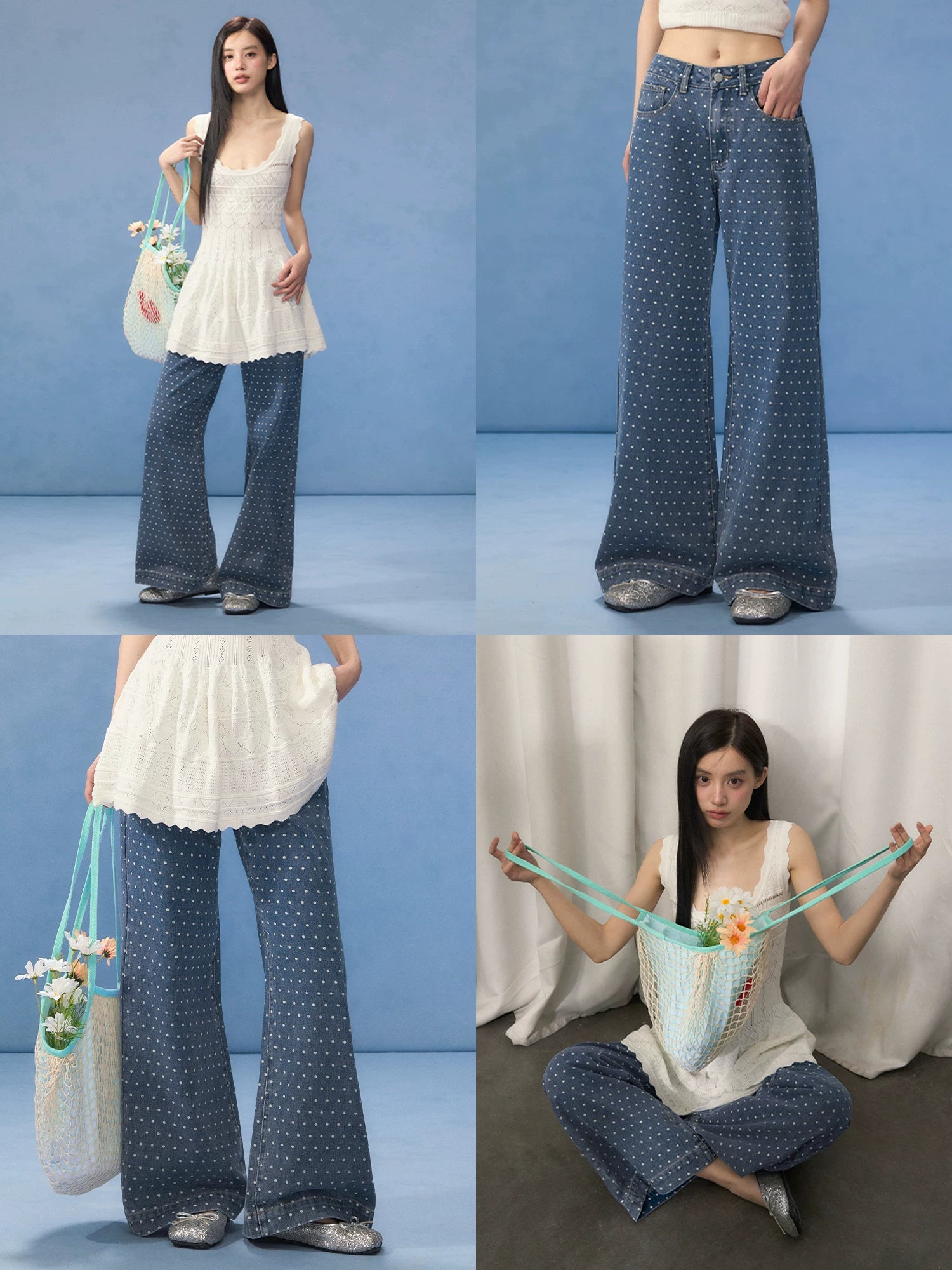 Blue Polka Dot Jeans