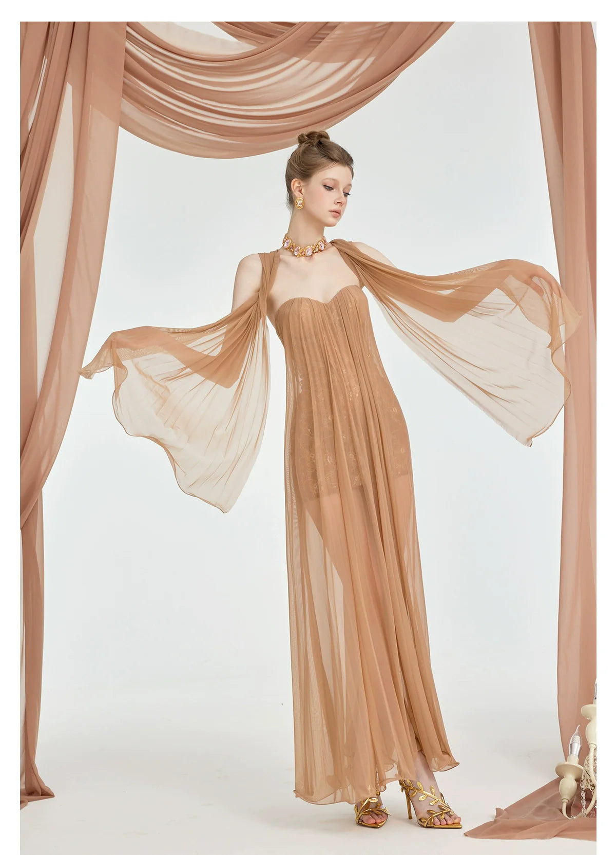 Thea Strapless Mesh Backless Dress