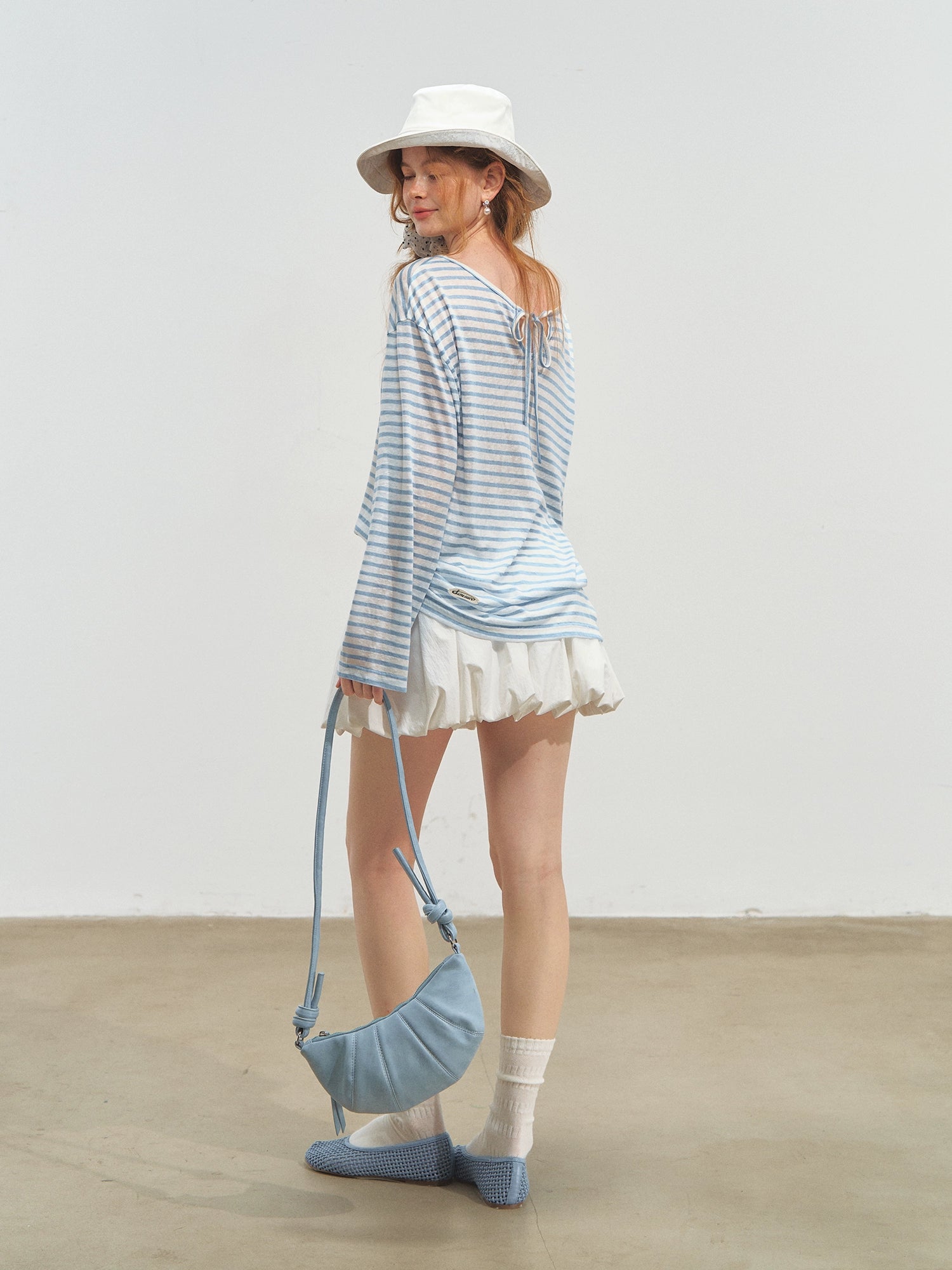 White Ballet-style Puff Midi Skirt