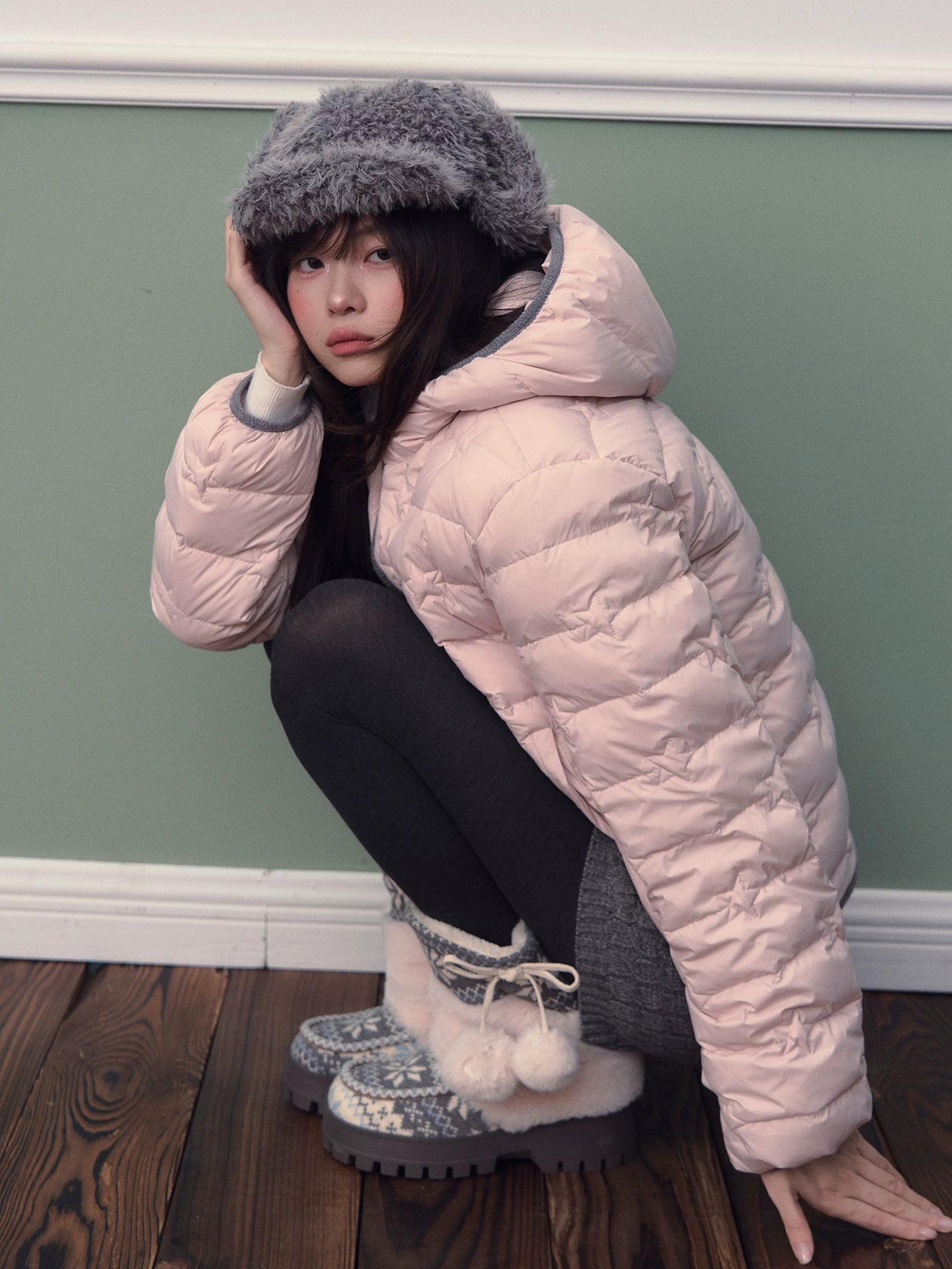 Star Quilted Hooded Down Jacket