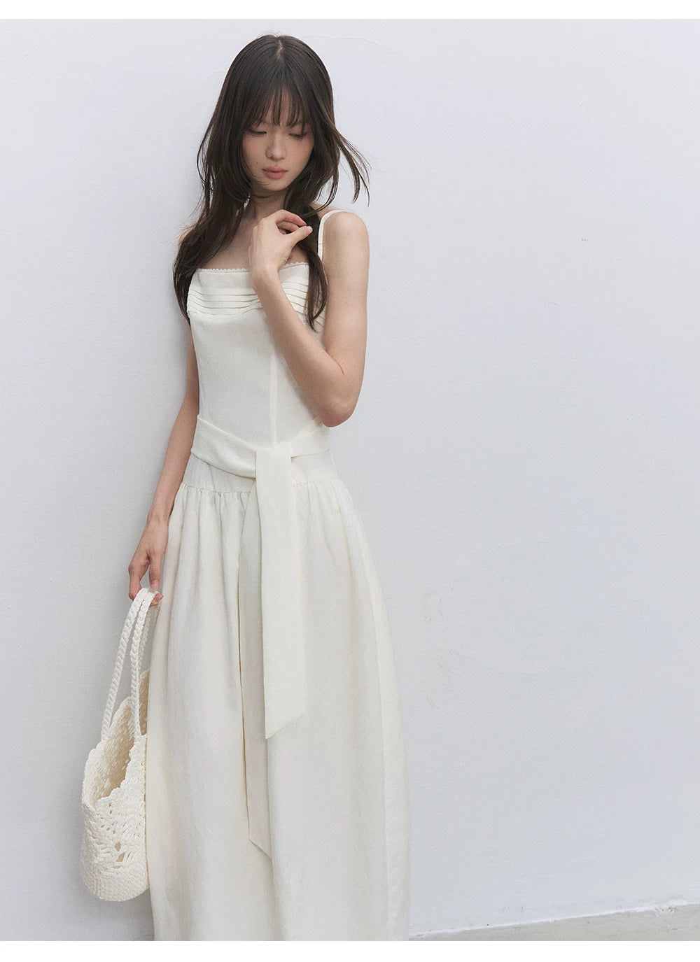 Pleated Tie Cami Dress