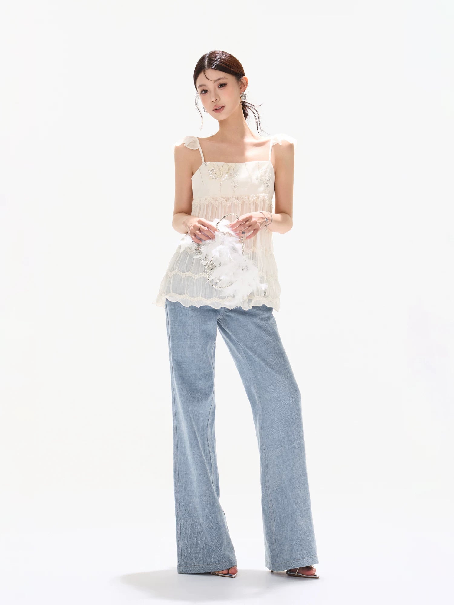90S Metal Button Wide-Leg Jeans