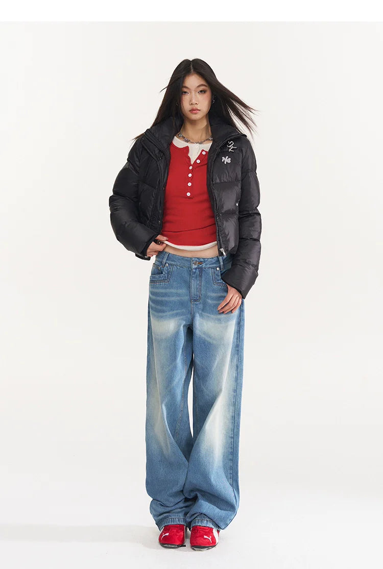 Black & White Pearl Down Short Jacket