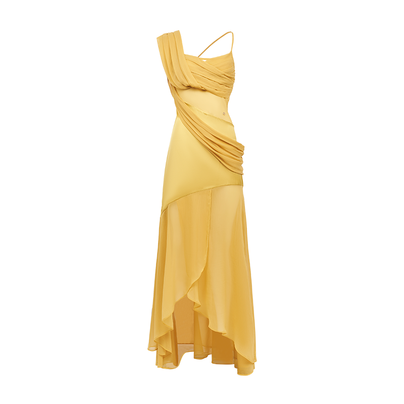Ayla Slit Full-Skirt Dress