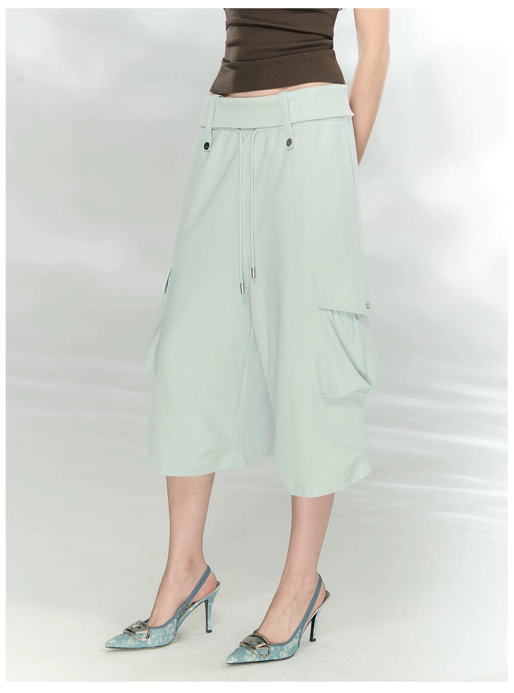 Waffle Cargo Cropped Pants